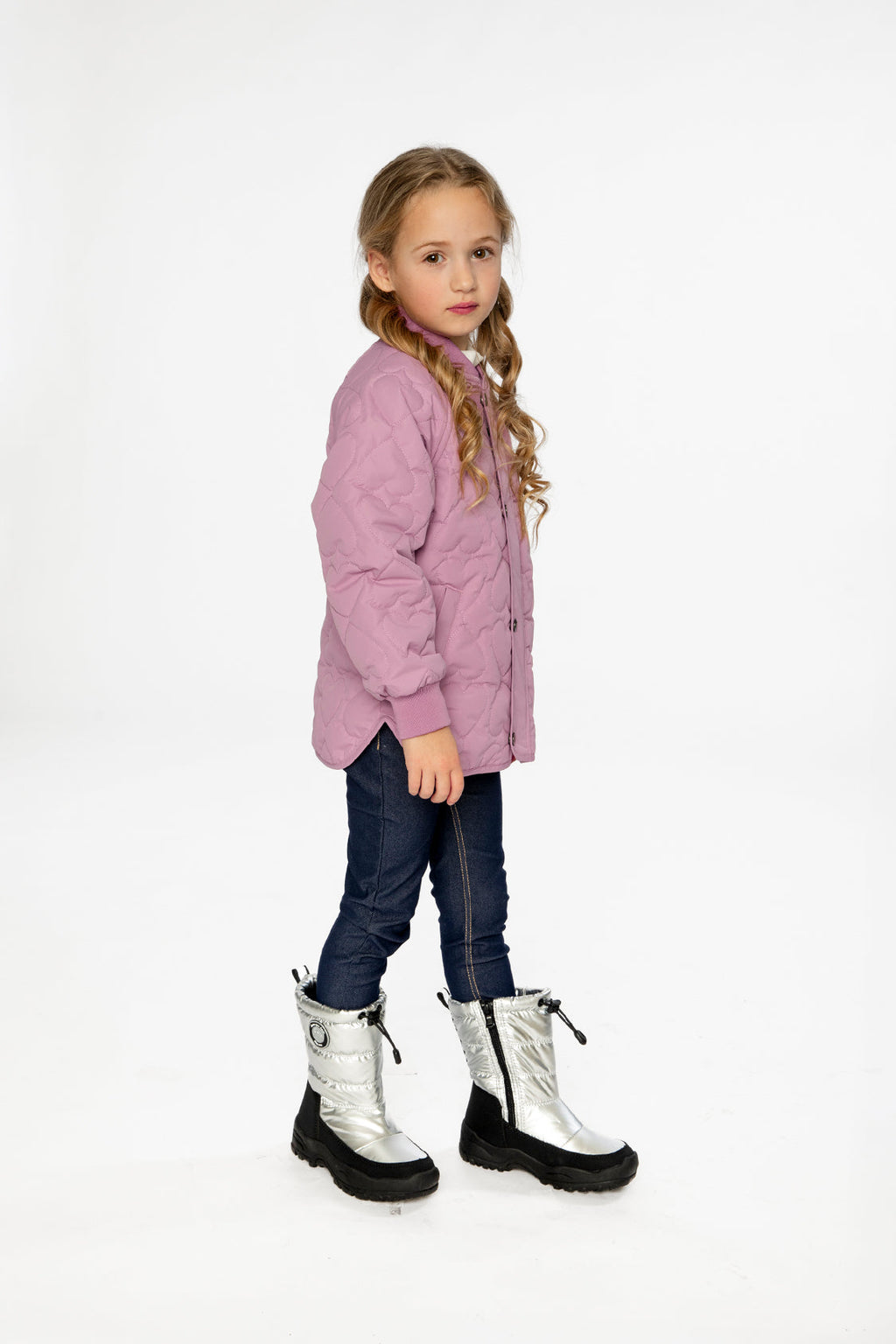 Quilted Raglan Sleeve Jacket Mauve Pink