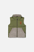Sleeveless Mid-Season Vest Olive Green