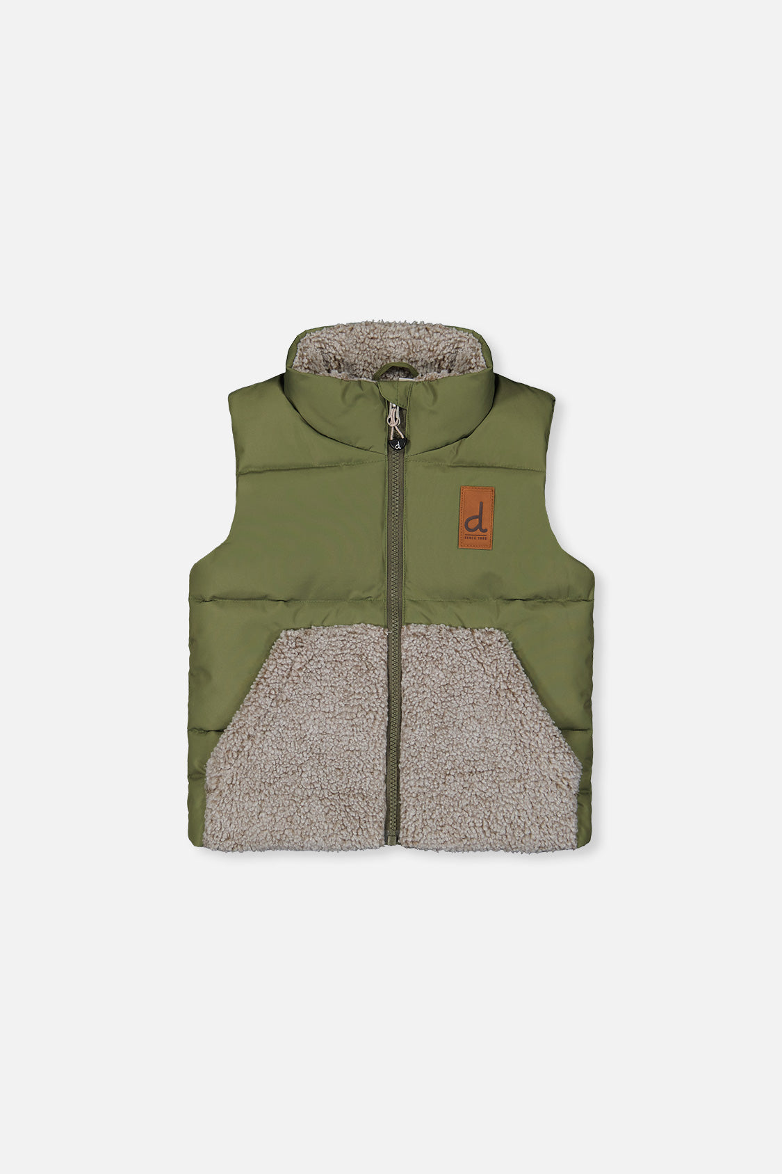 Sleeveless Mid-Season Vest Olive Green