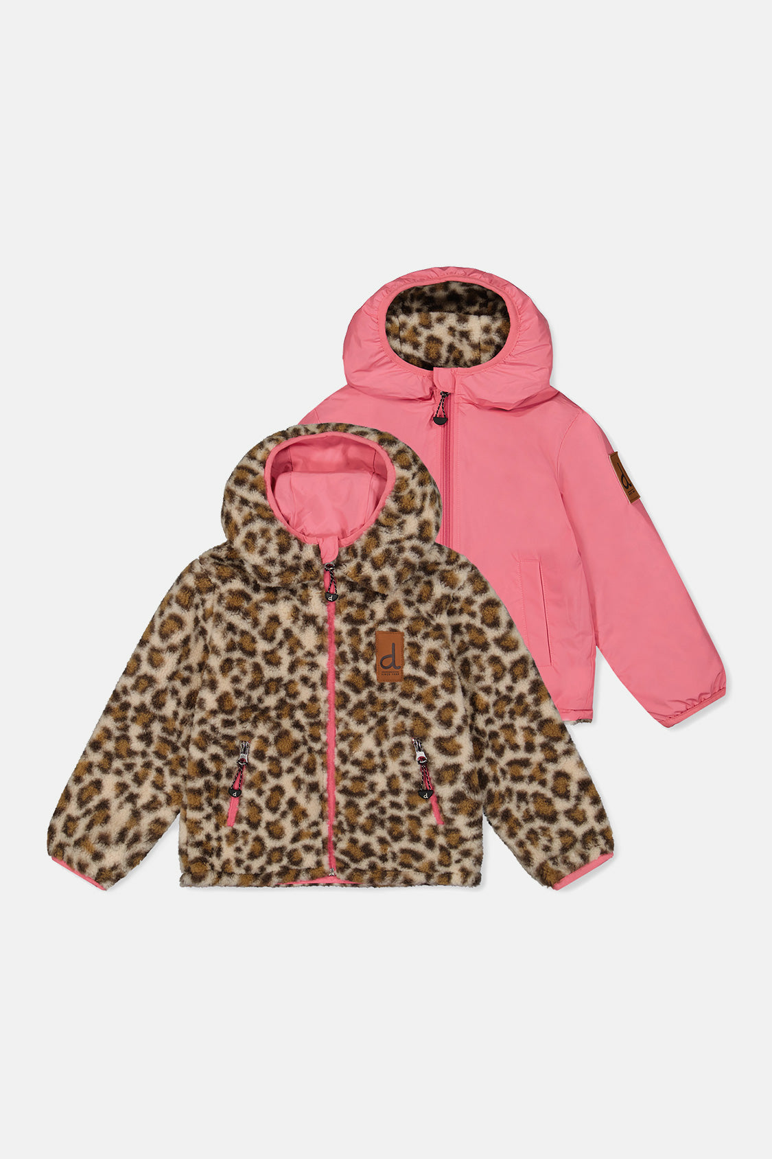Reversible Mid-Season Jacket Pink And Leopard