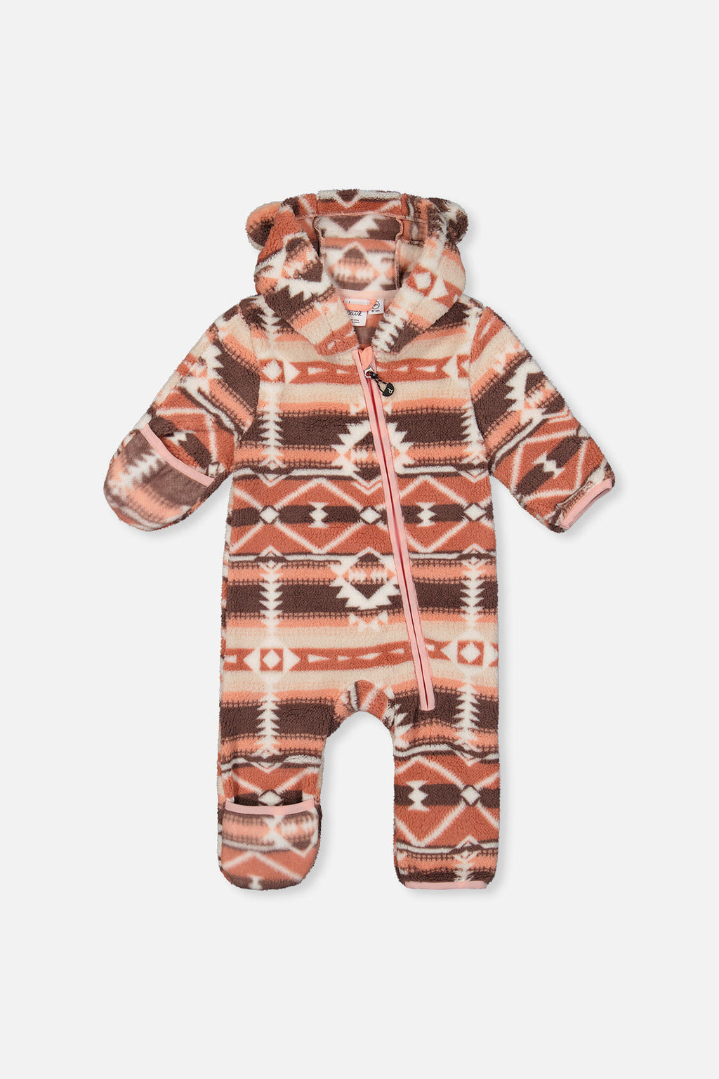 Baby Mid-Season Plush One-Piece Outerwear Aztec Pink