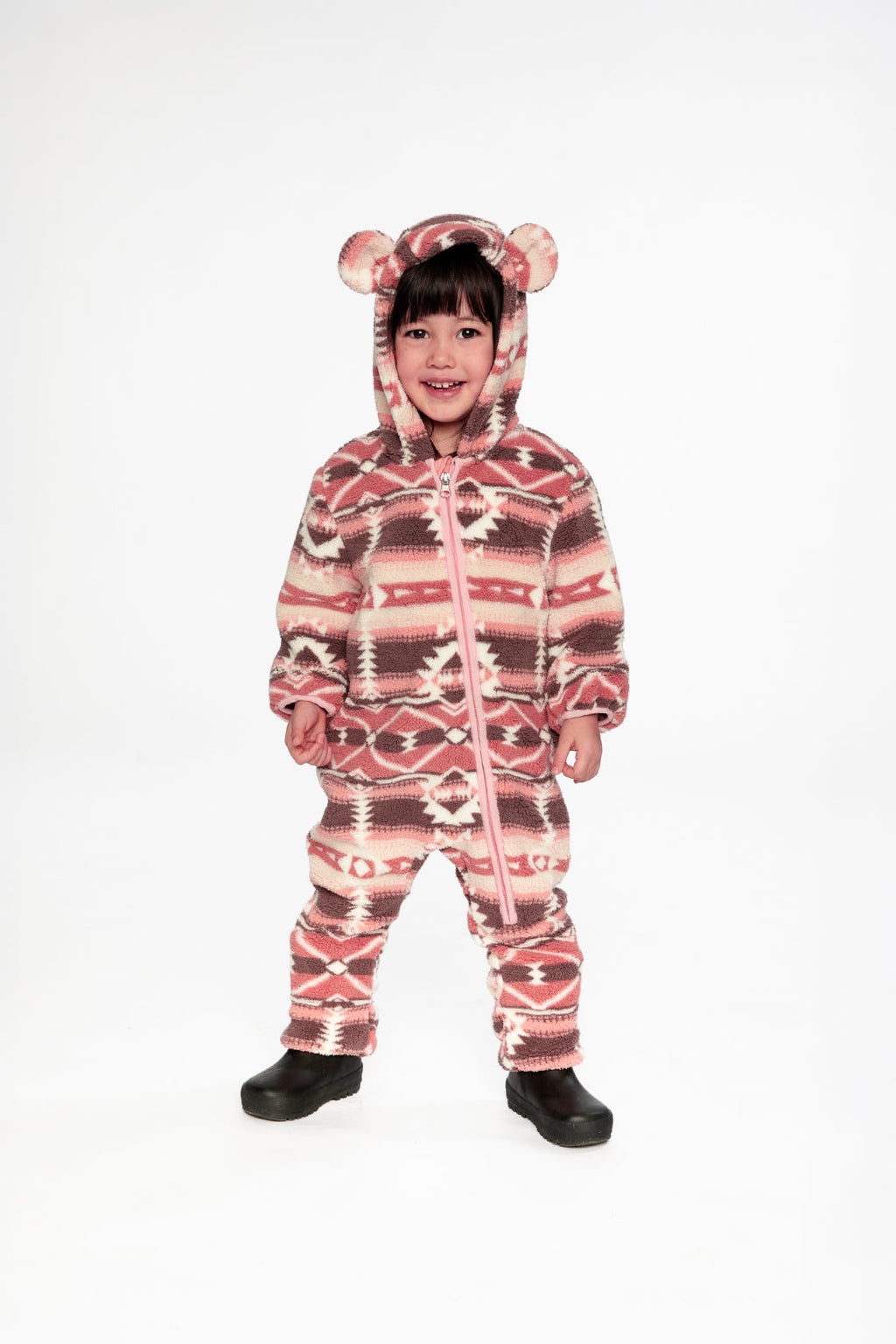 Baby Mid-Season Plush One-Piece Outerwear Aztec Pink