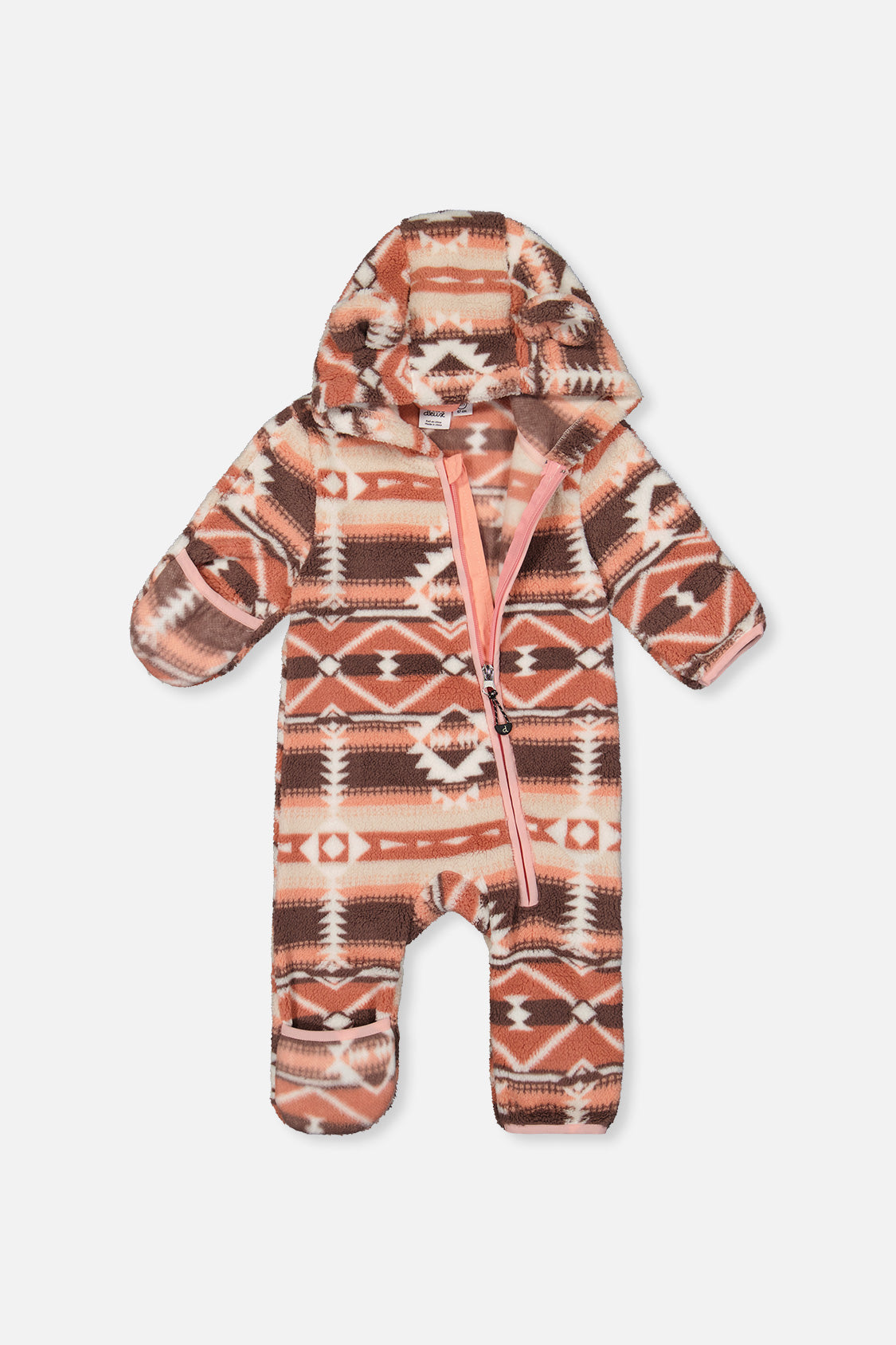 Baby Mid-Season Plush One-Piece Outerwear Aztec Pink