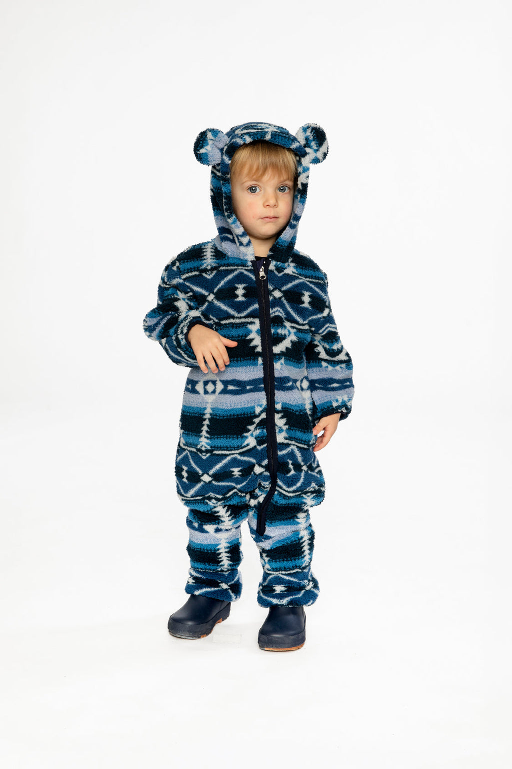 Baby Mid-Season Plush One-Piece Outerwear Aztec Blue