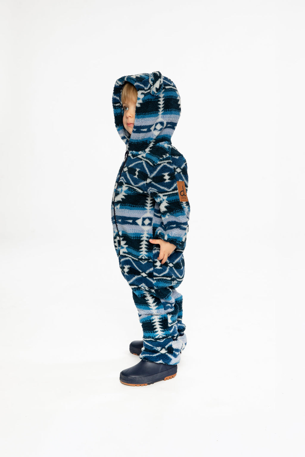 Baby Mid-Season Plush One-Piece Outerwear Aztec Blue