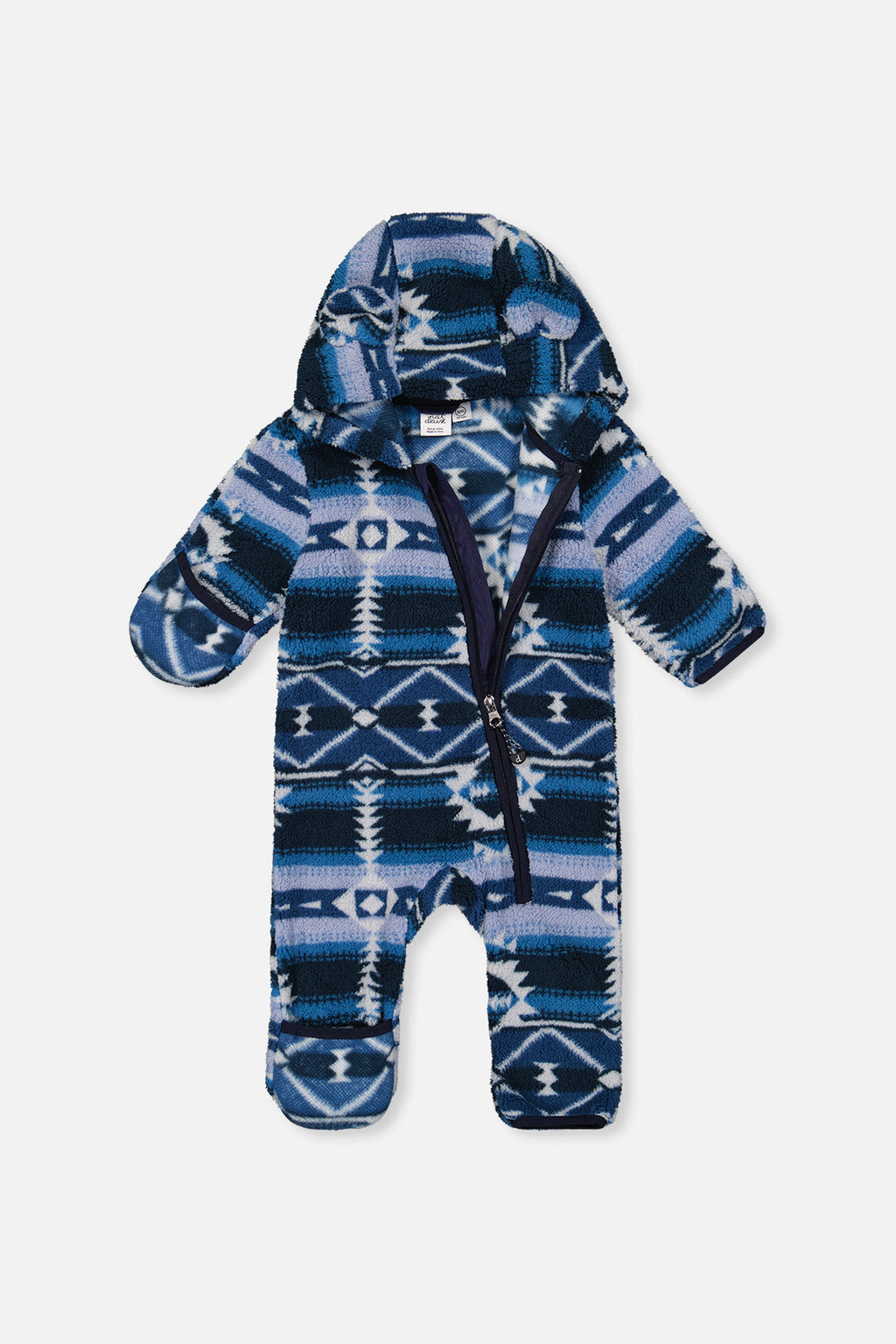 Baby Mid-Season Plush One-Piece Outerwear Aztec Blue