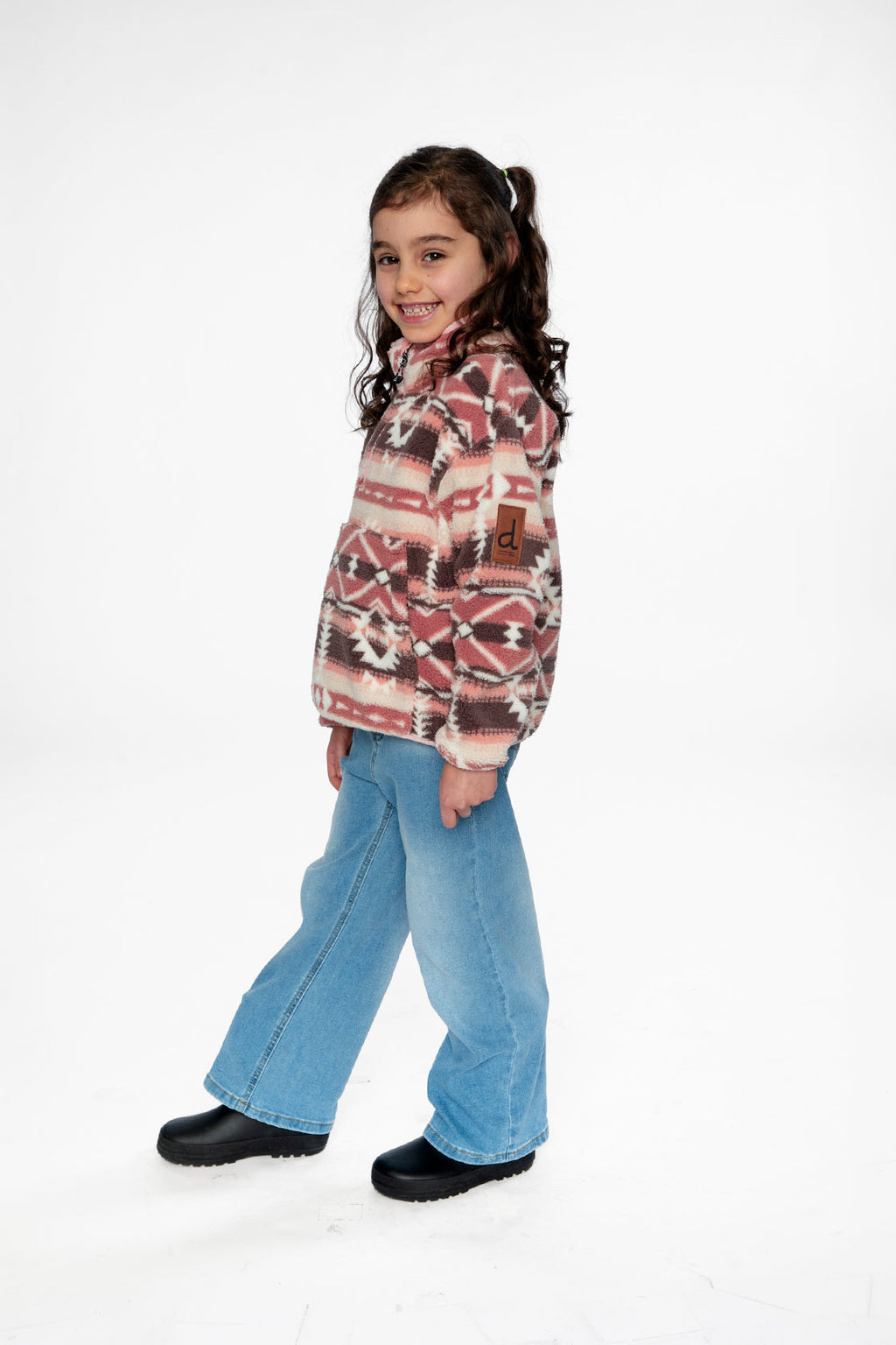 Mid-Season Plush Pullover Jacket Aztec Pink