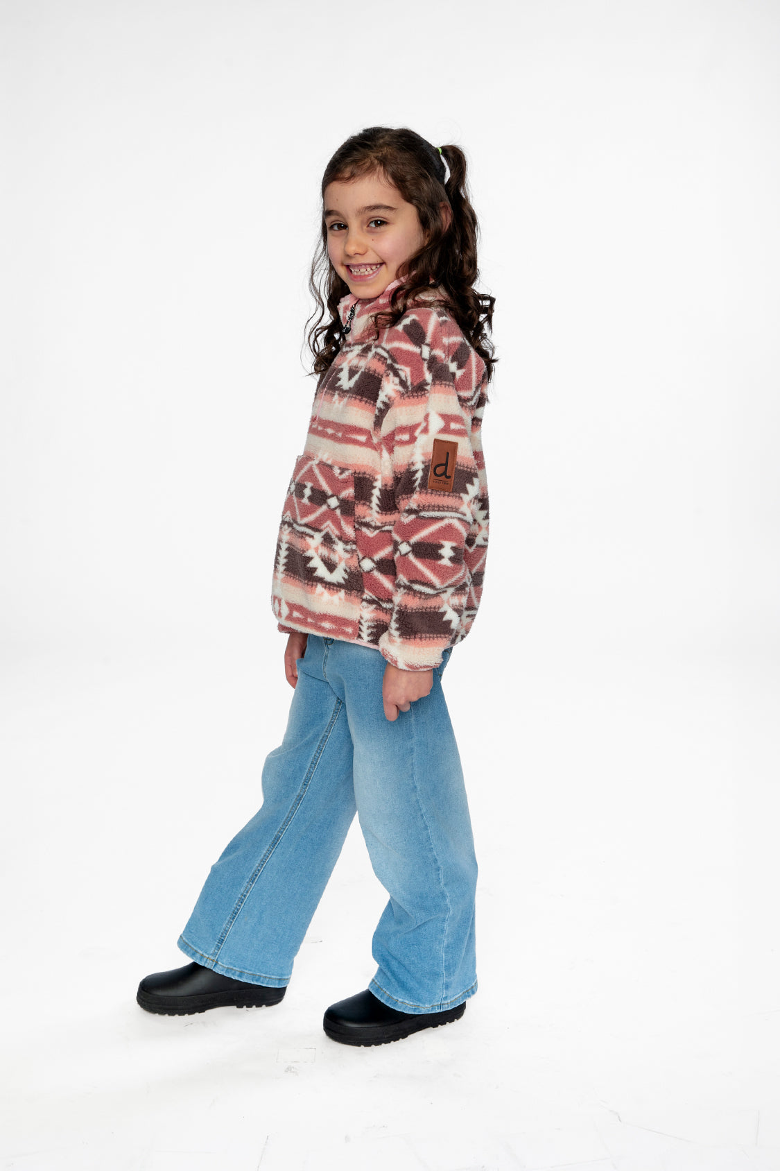 Mid-Season Plush Pullover Jacket Aztec Pink