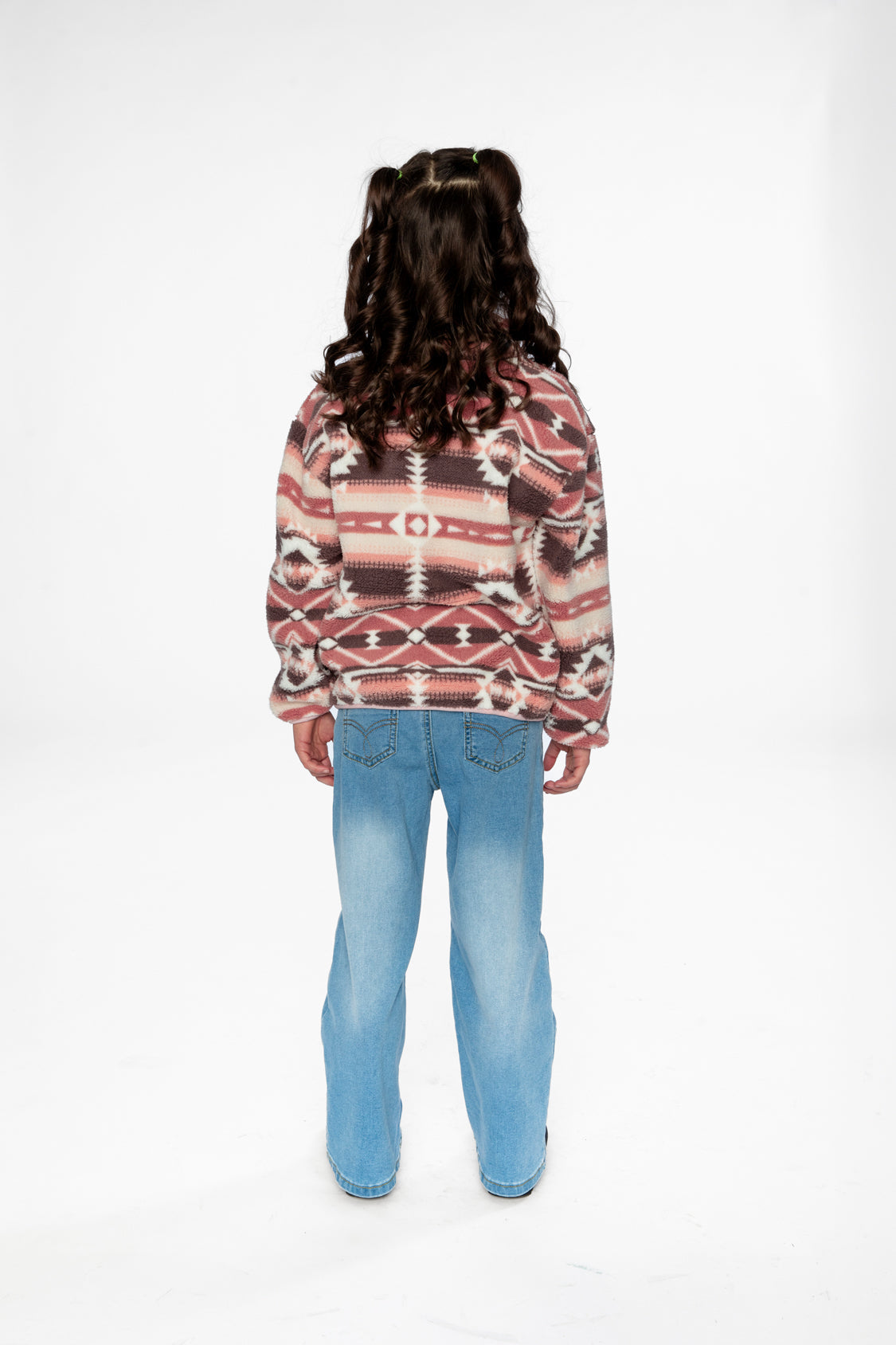 Mid-Season Plush Pullover Jacket Aztec Pink
