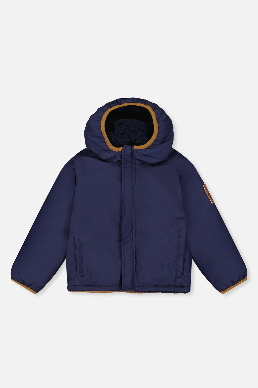 Baby Reversible Mid-Season Jacket Dark Blue, Beige And Brown
