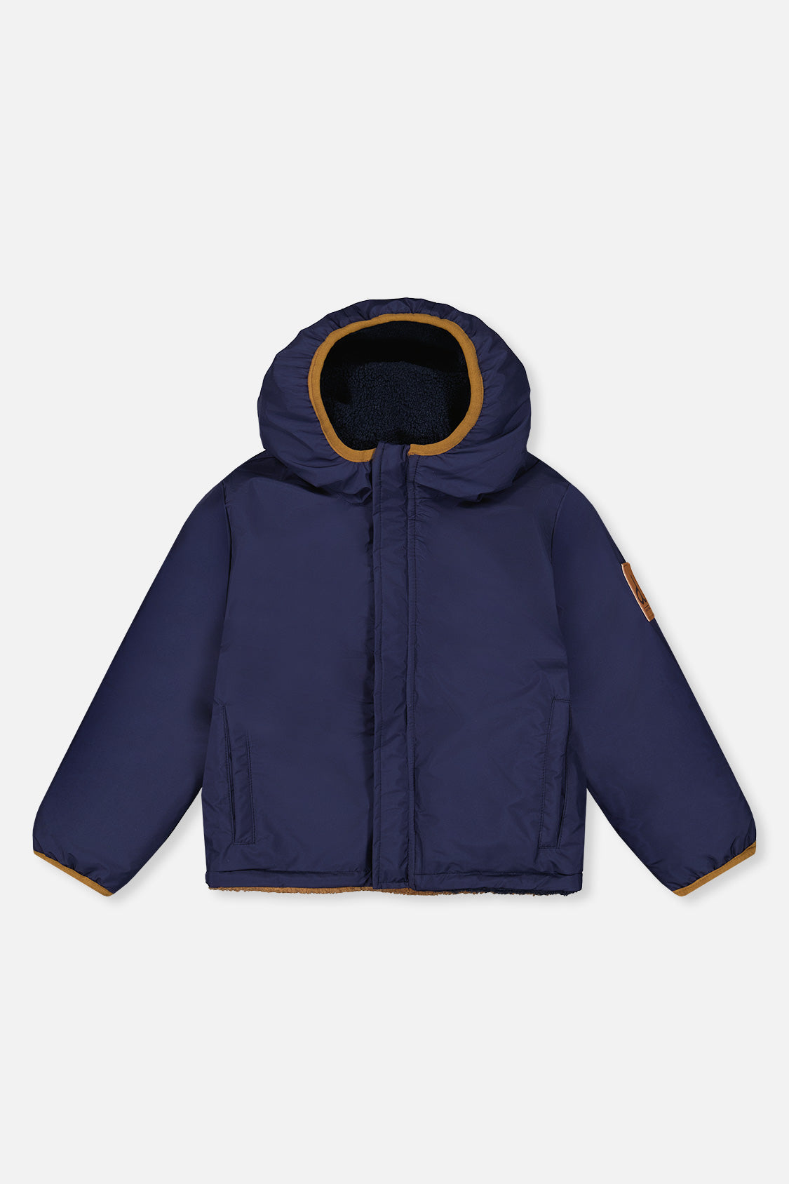 Baby Reversible Mid-Season Jacket Dark Blue, Beige And Brown
