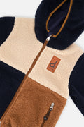Baby Reversible Mid-Season Jacket Dark Blue, Beige And Brown