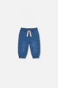 Baby French Terry Denim Jogger Pants Light Blue