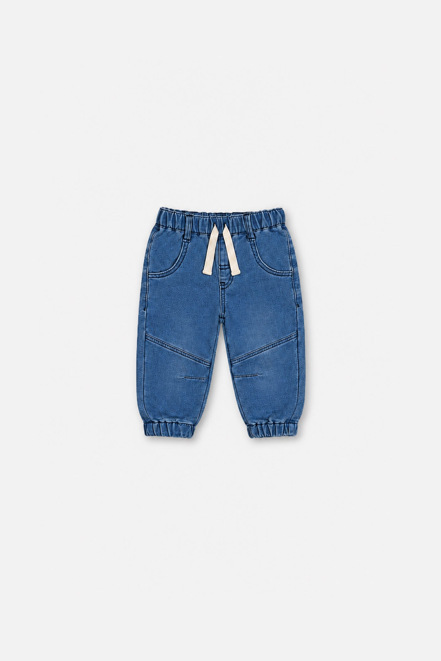 Baby French Terry Denim Jogger Pants Light Blue