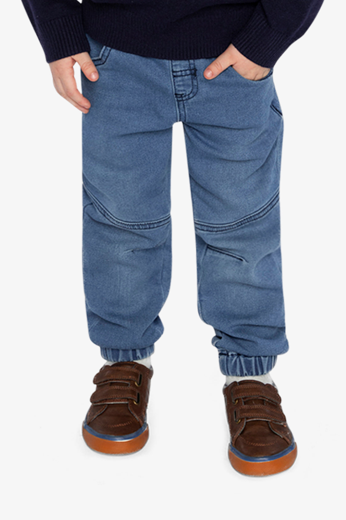 French Terry Denim Jogger Pants Light Blue