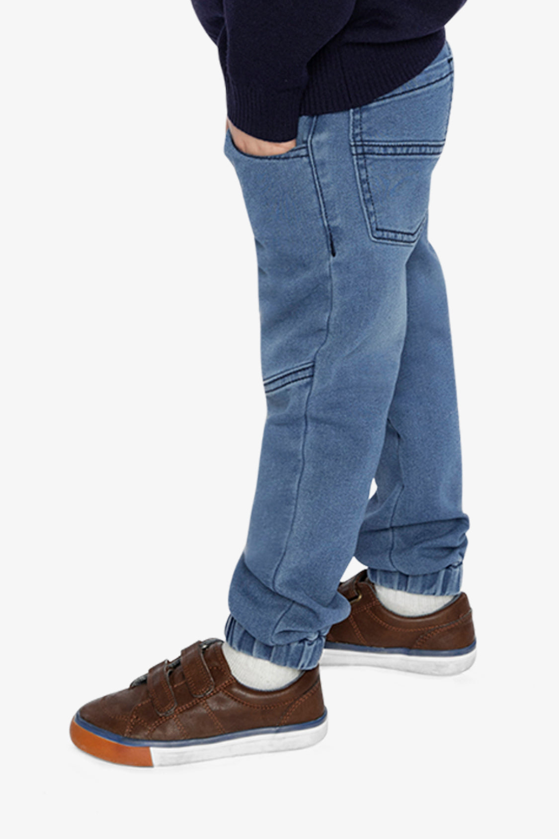 French Terry Denim Jogger Pants Light Blue