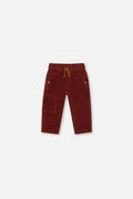 Baby Stretch Corduroy Pants With Cargo Pocket Reddish-Brown