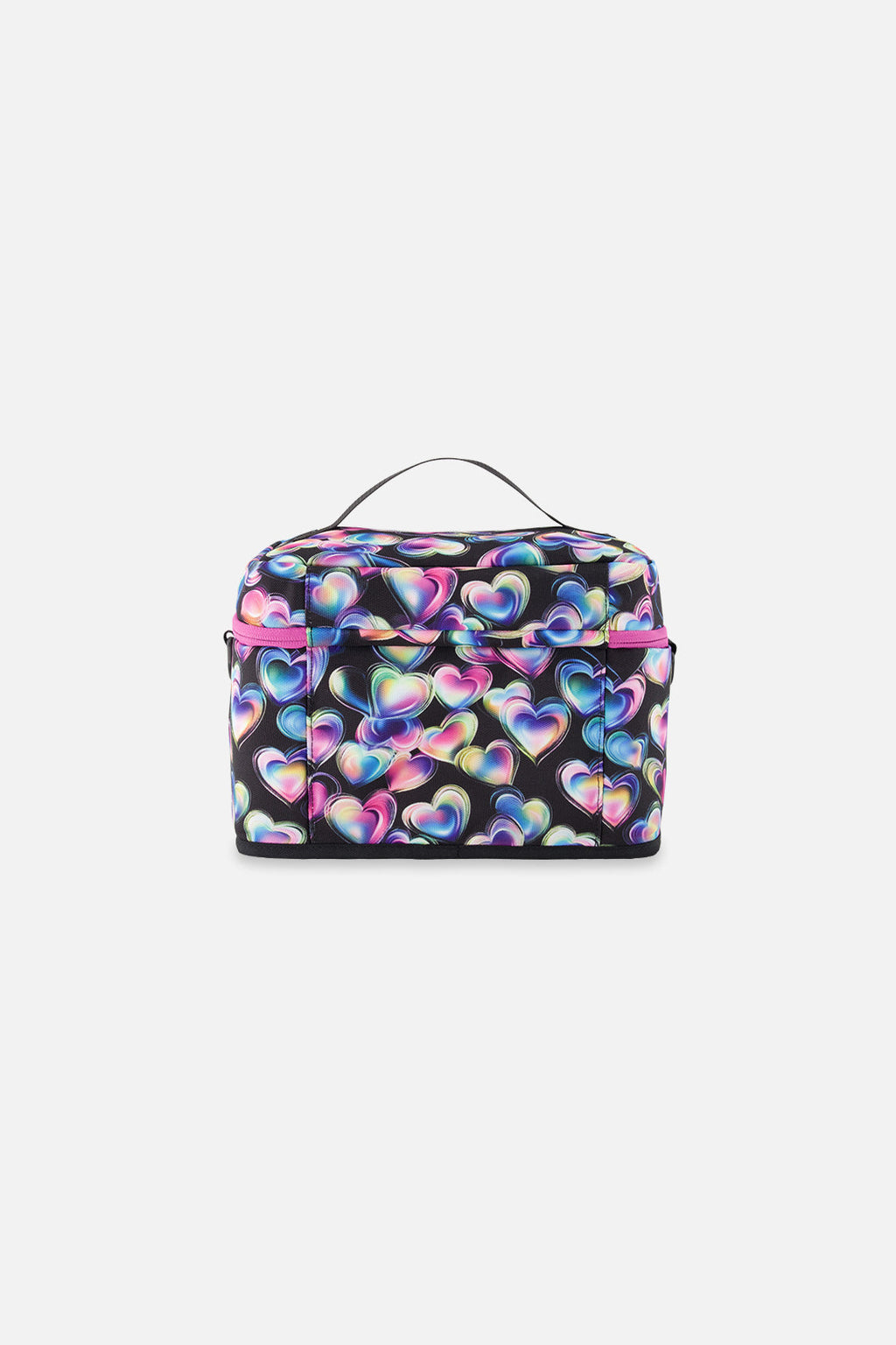 Lunch Box Black Printed With Hearts