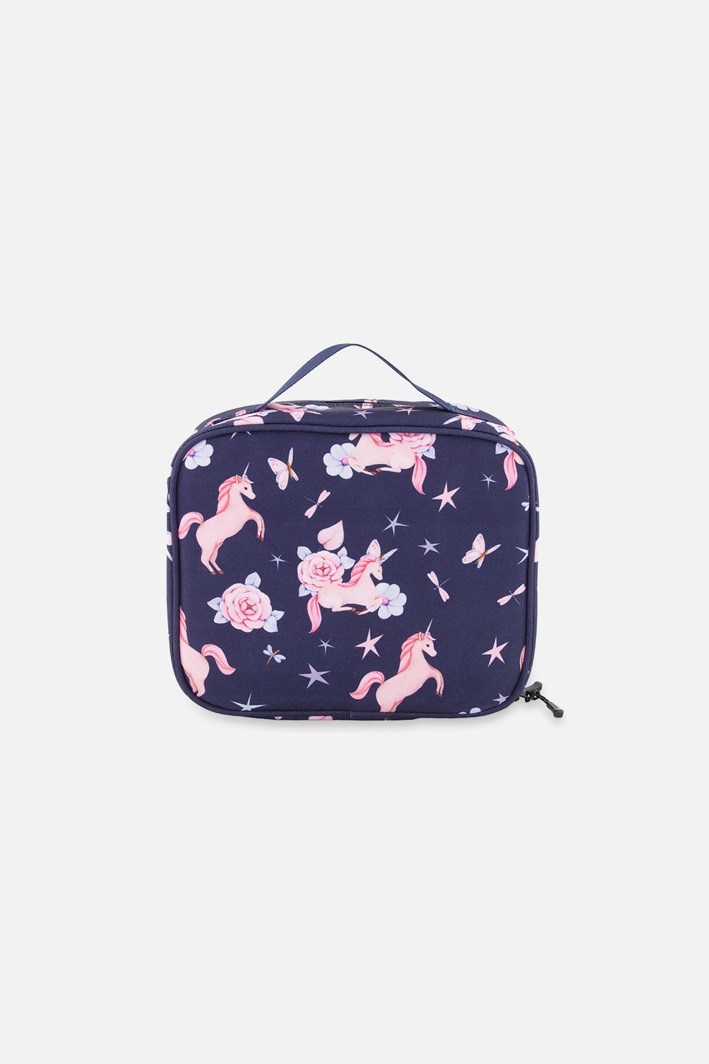 Snack Box Navy Unicorn Print
