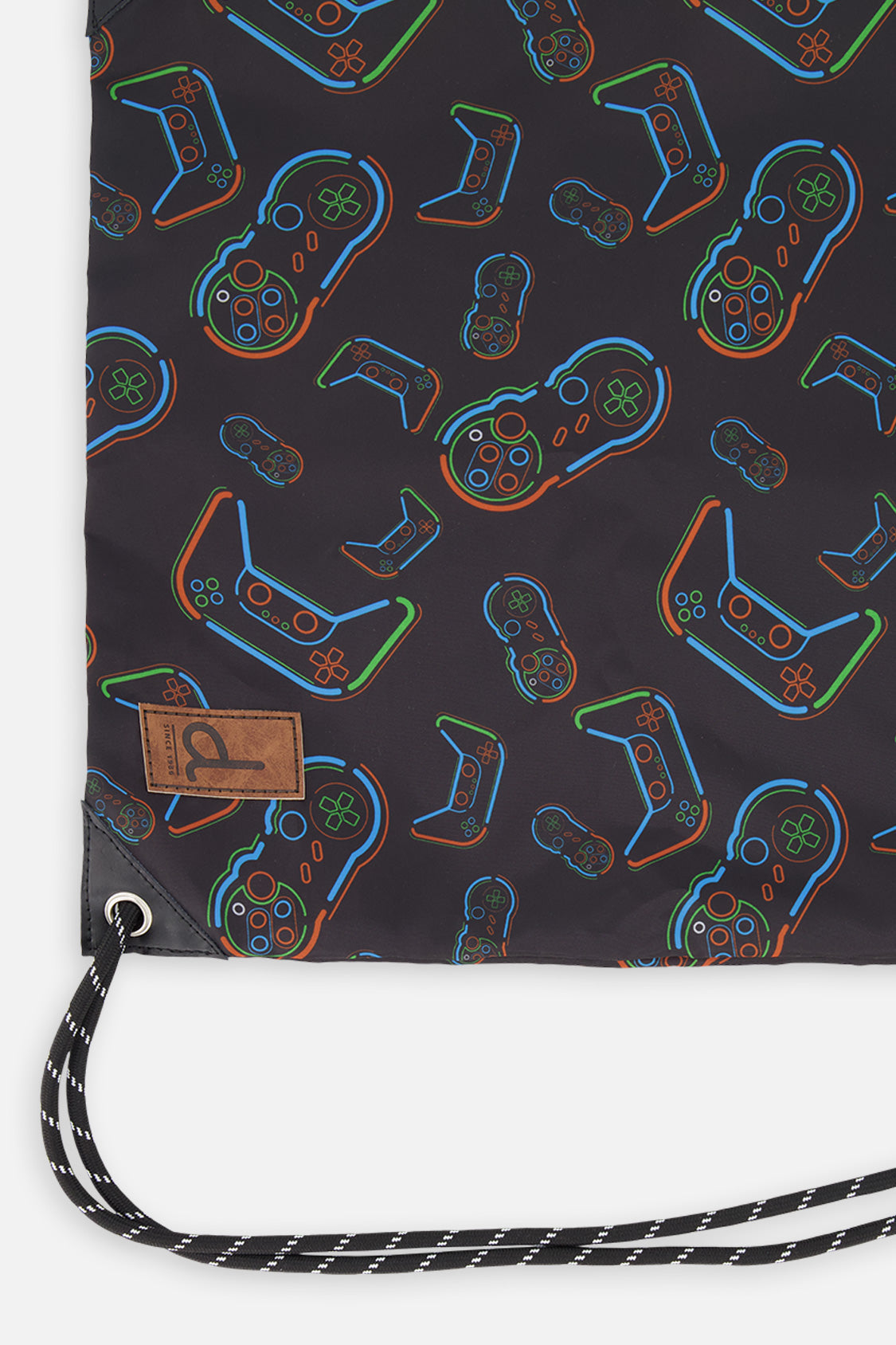 Drawstring Bag Black Printed Controller