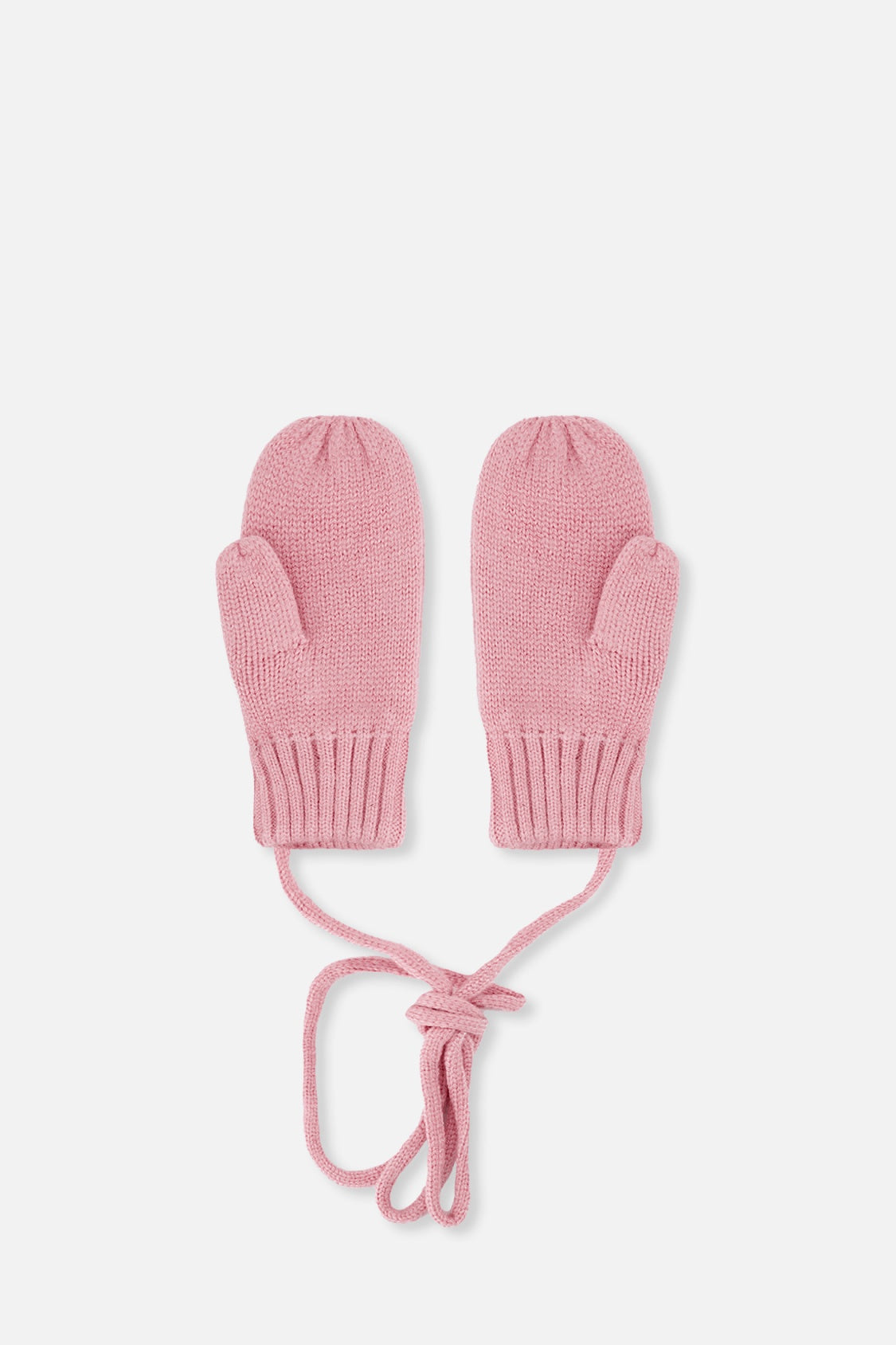 Baby Knit Mittens With String Pale Dusty Pink