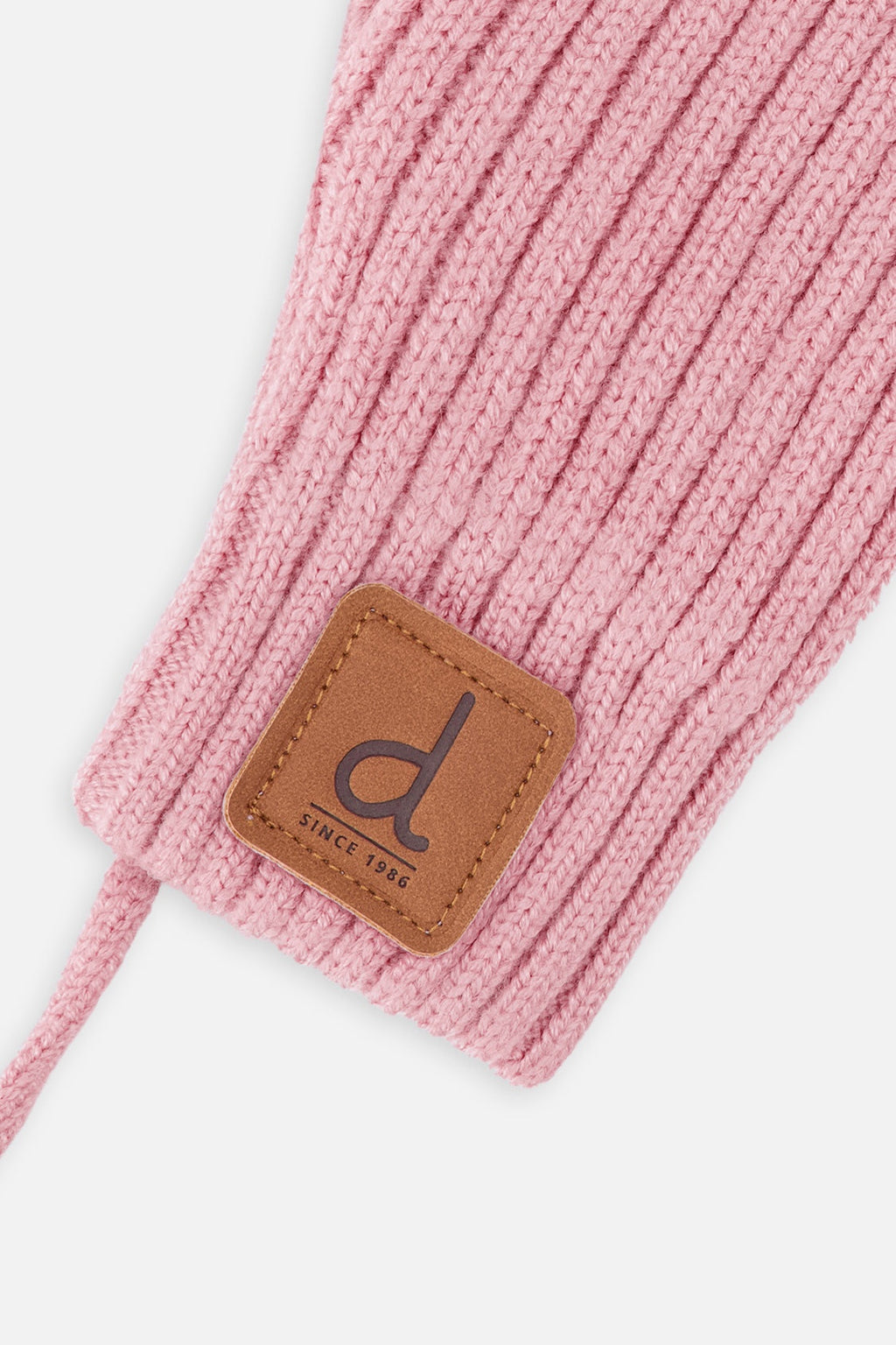 Baby Knit Mittens With String Pale Dusty Pink