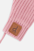 Baby Knit Mittens With String Pale Dusty Pink