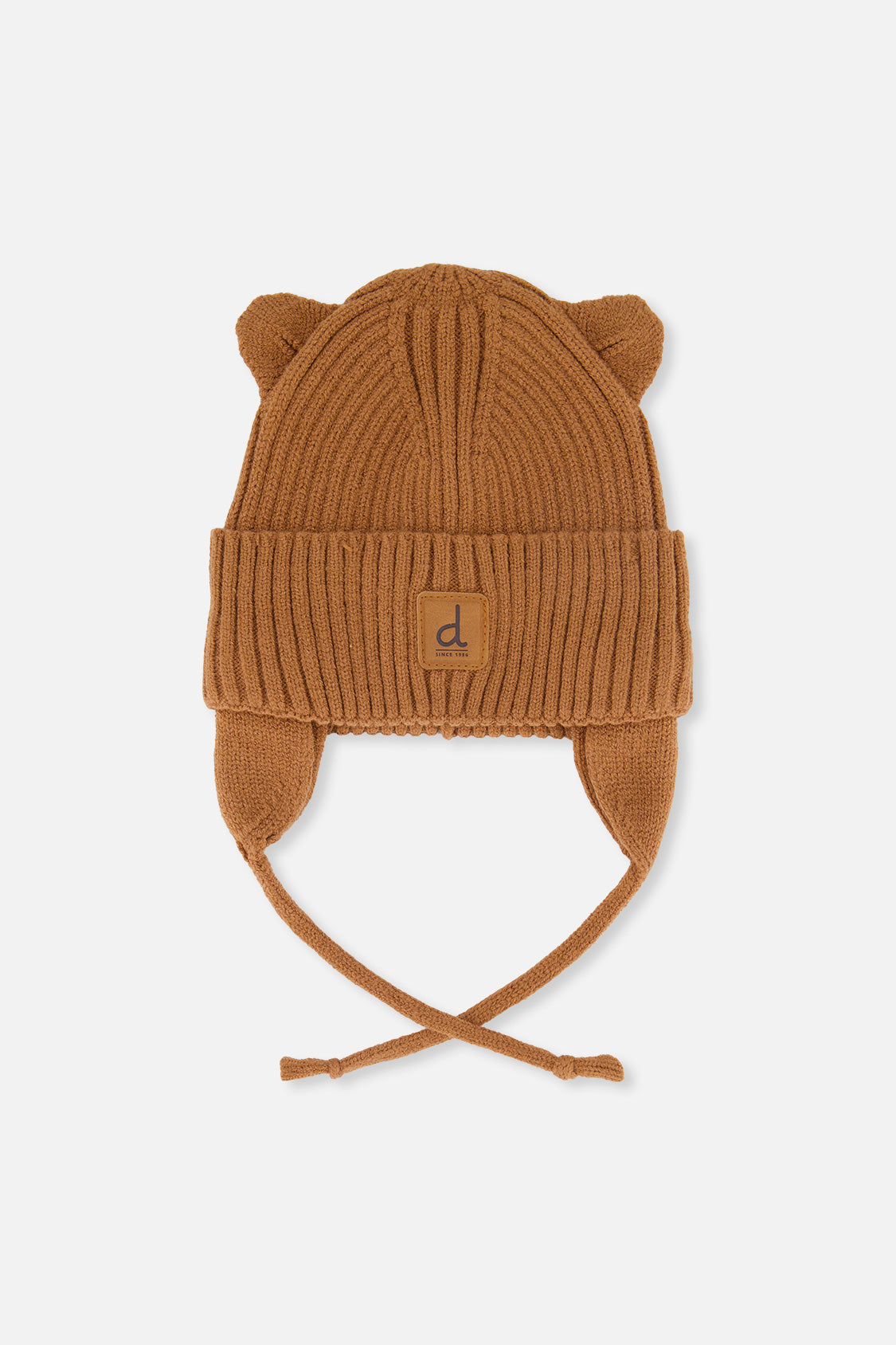 Baby Knit Hat With Strings Brown Sugar