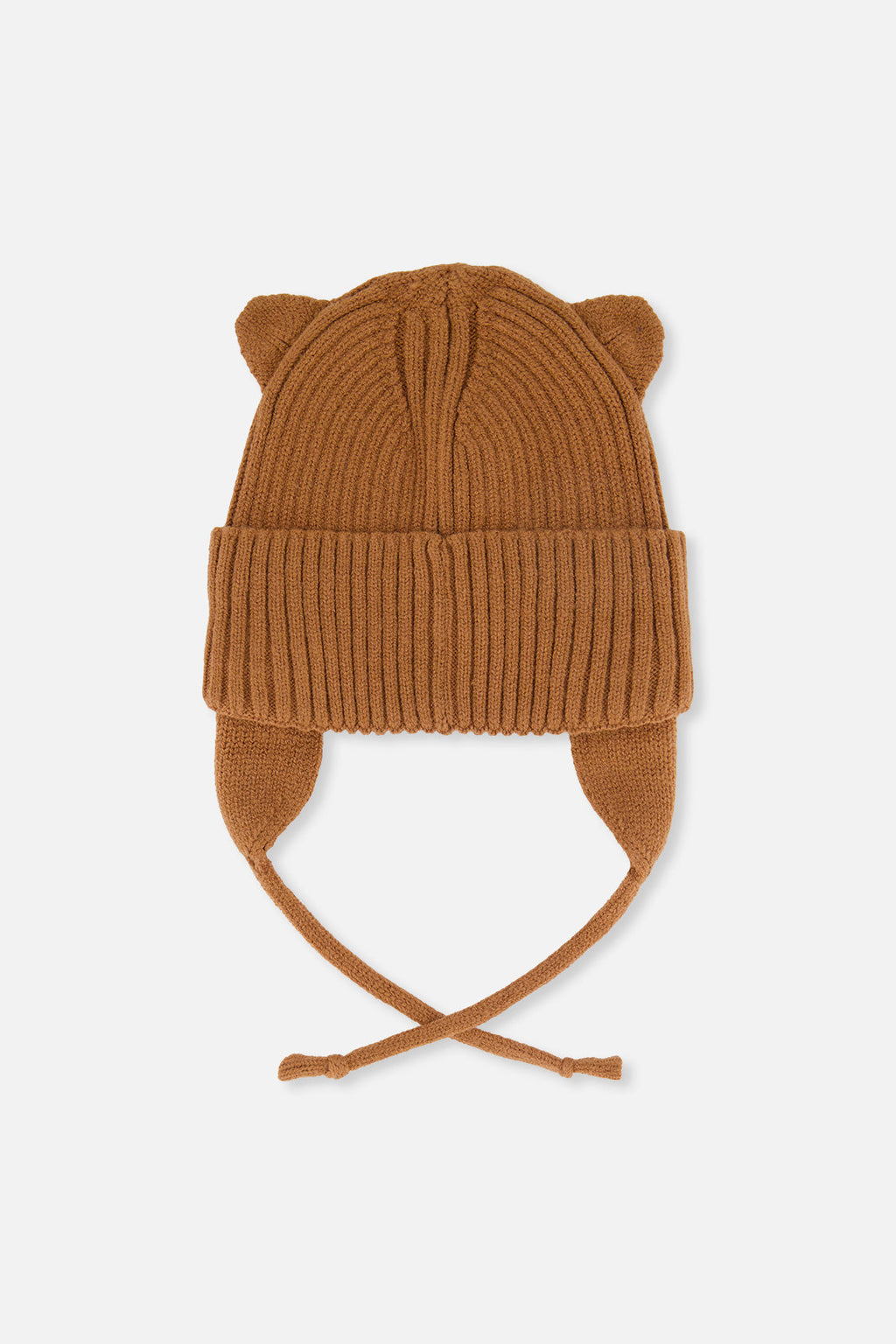 Baby Knit Hat With Strings Brown Sugar