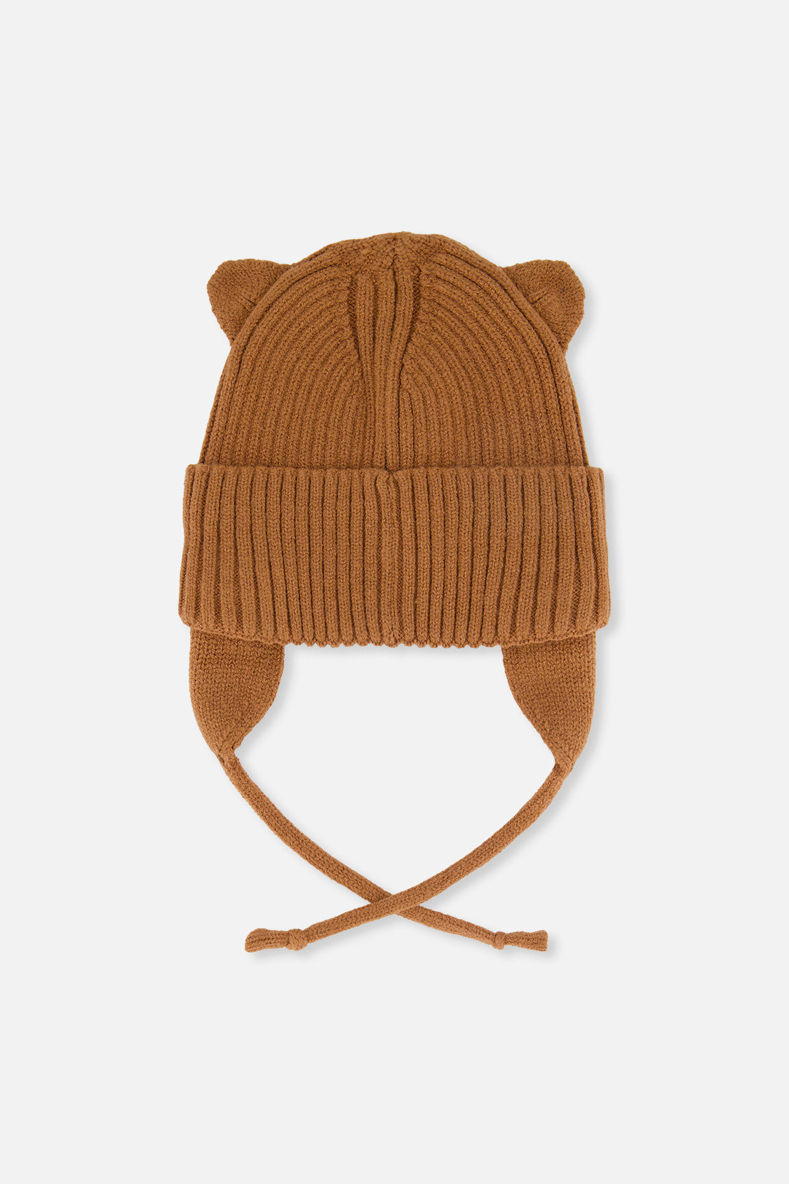Baby Knit Hat With Strings Brown Sugar