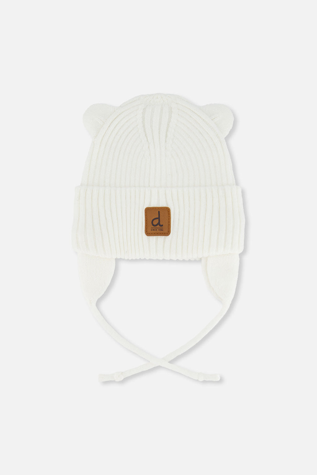 Baby Knit Hat With Strings Off-White