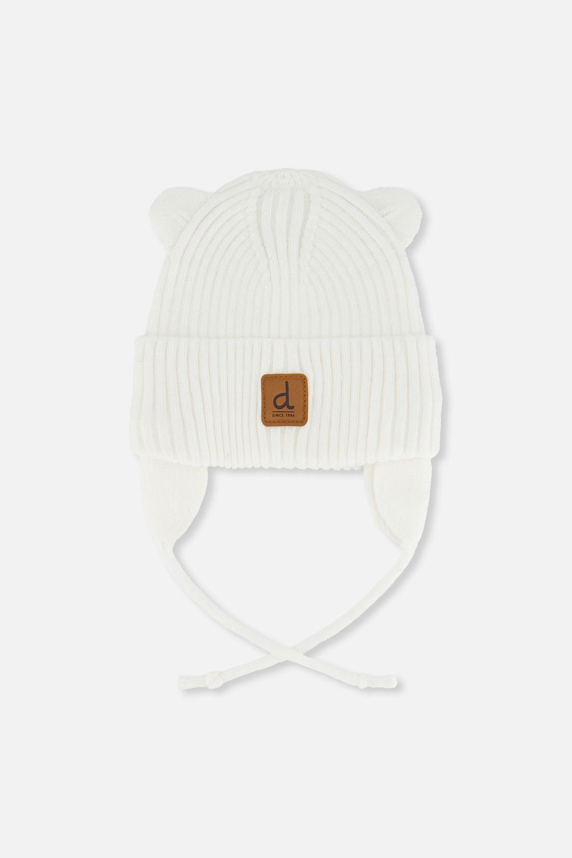 Baby Knit Hat With Strings Off-White