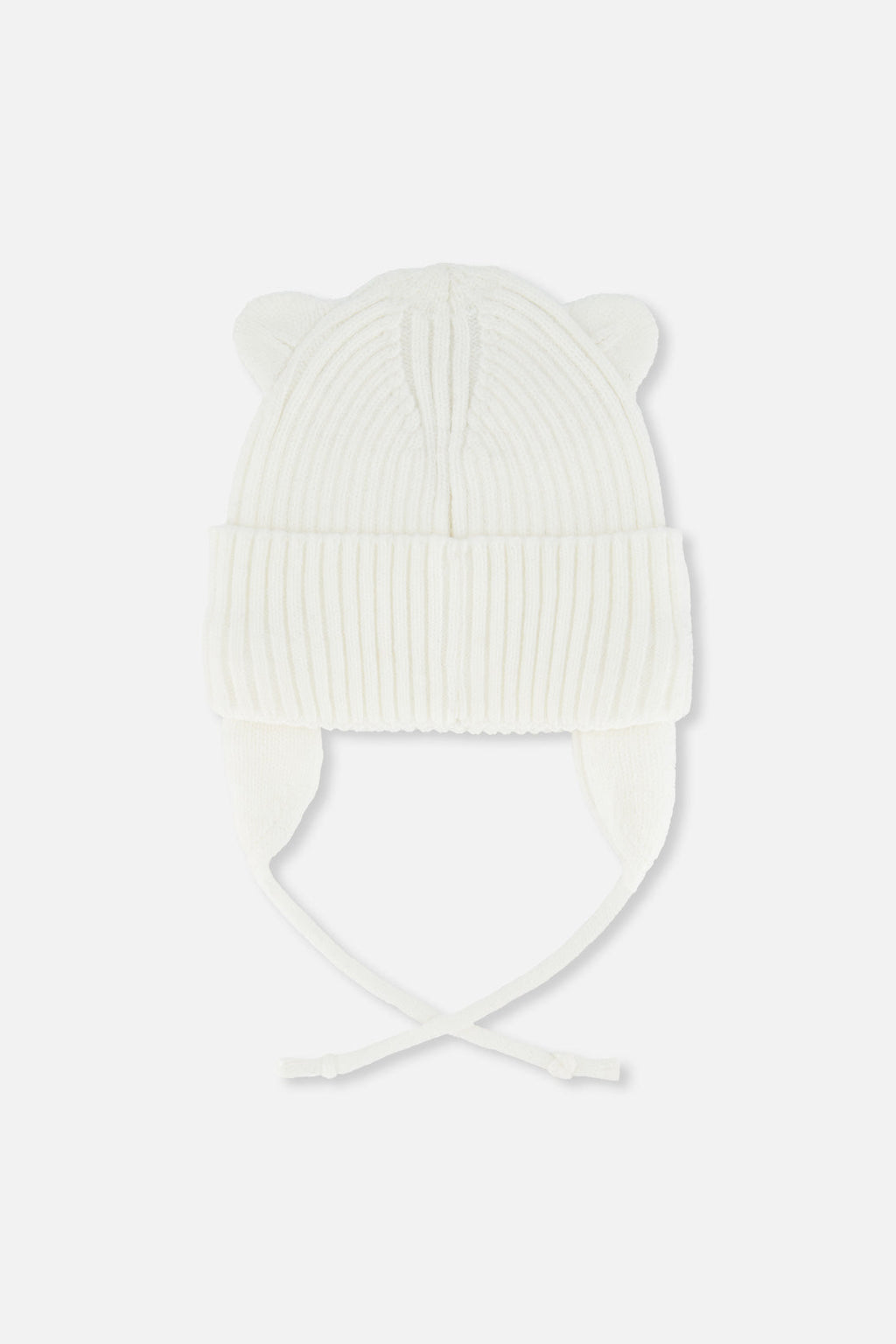 Baby Knit Hat With Strings Off-White