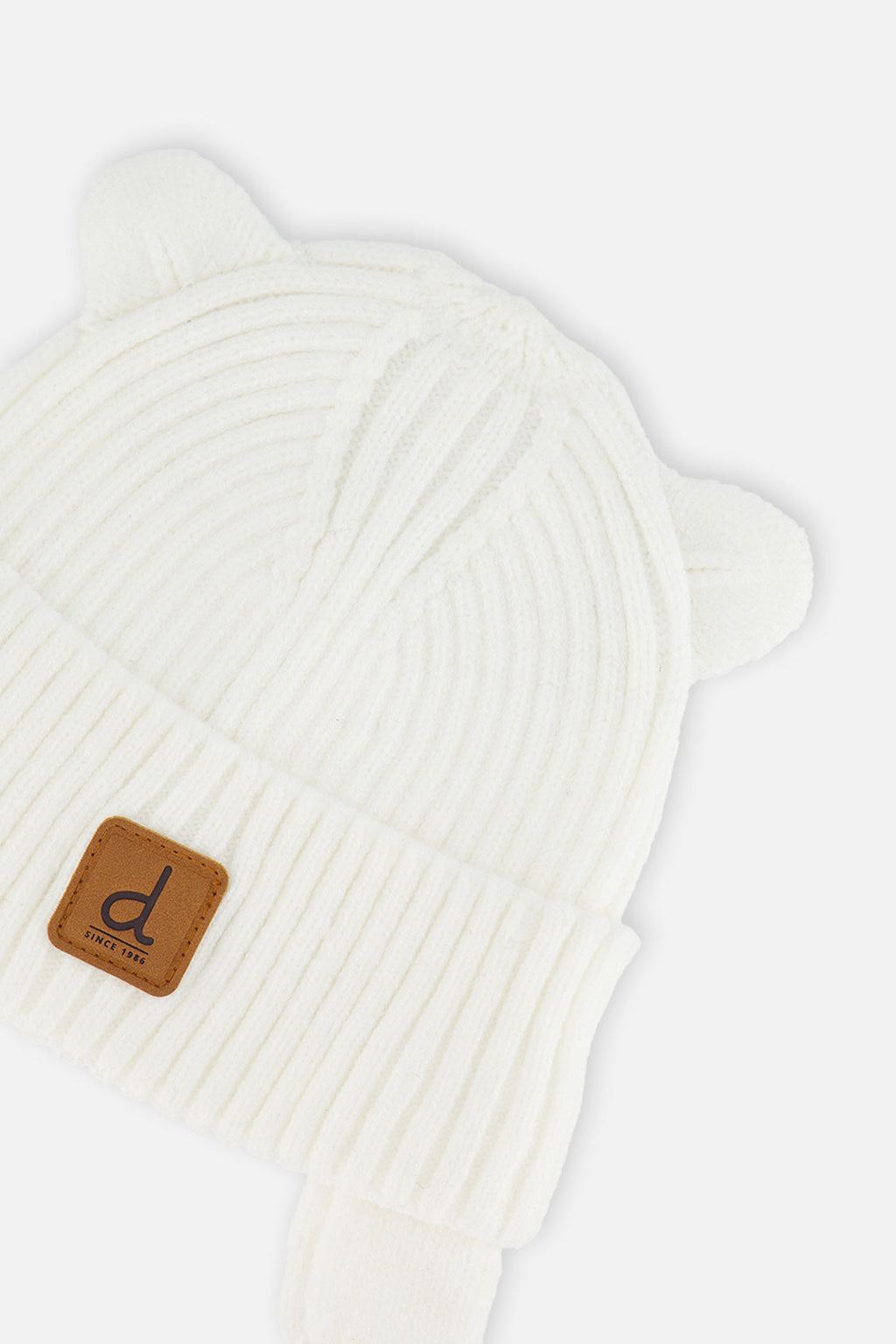 Baby Knit Hat With Strings Off-White