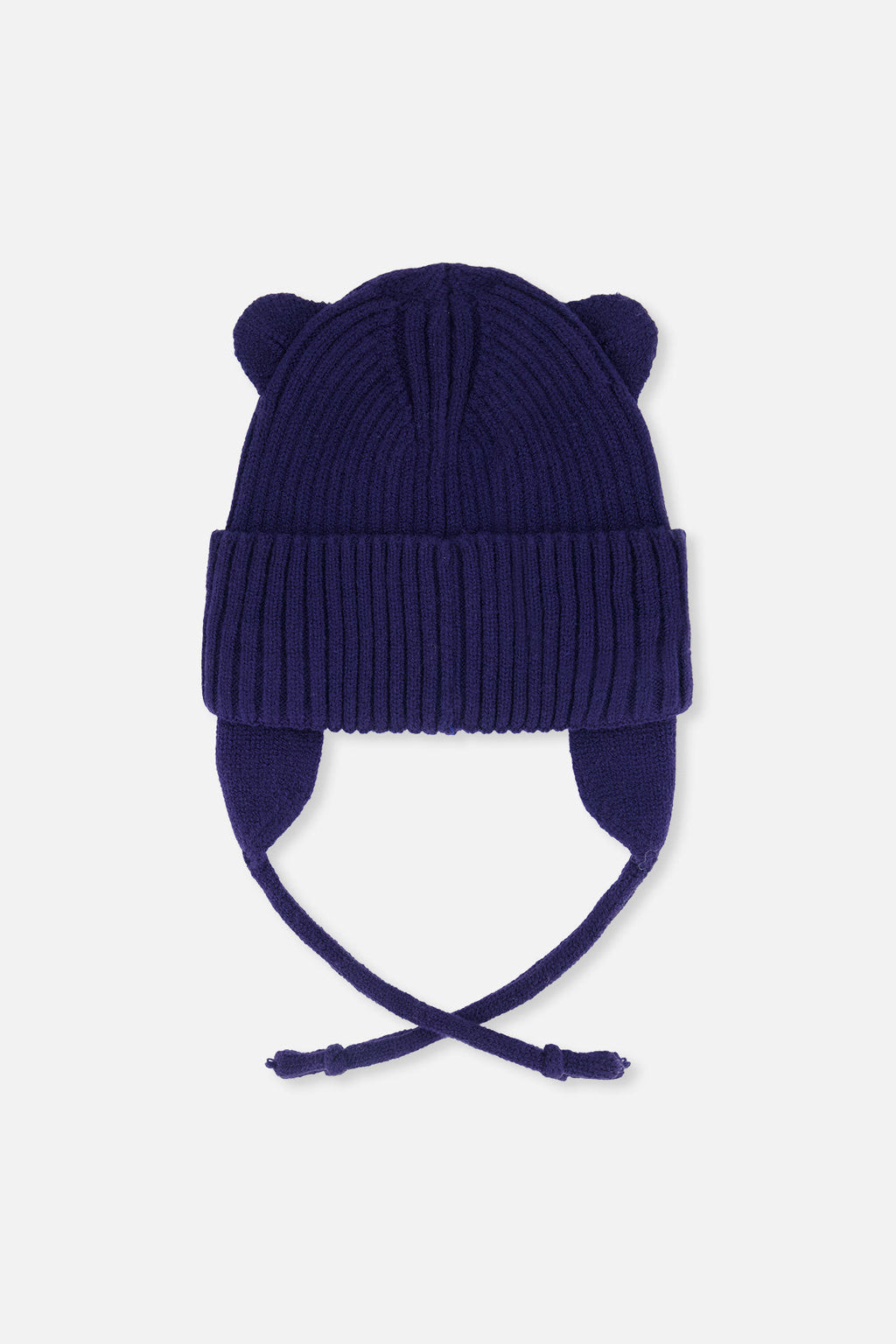 Baby Knit Hat With Strings Navy Blue