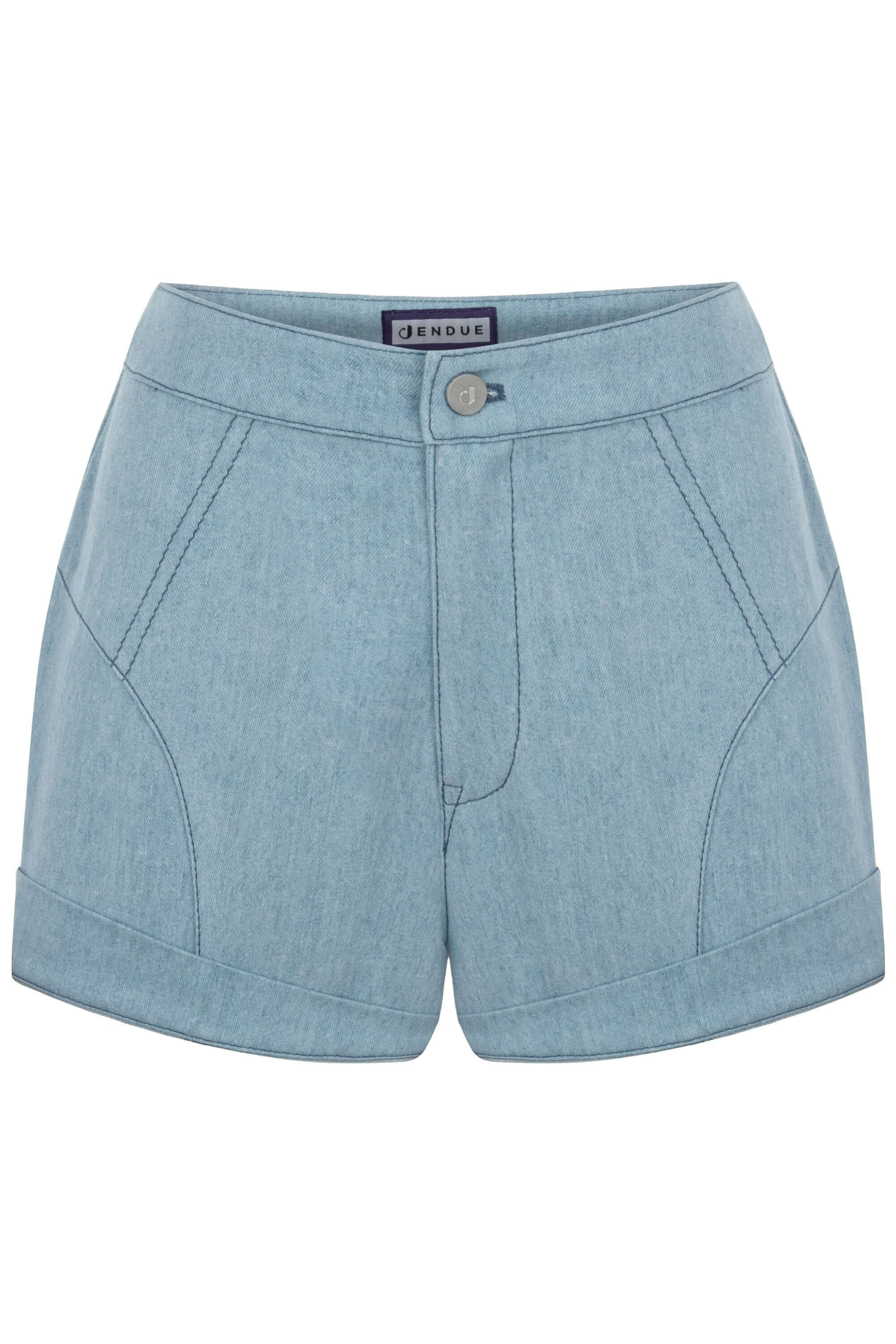 JENDUE Marvel Denim Shorts - Light Wash High-Waist
