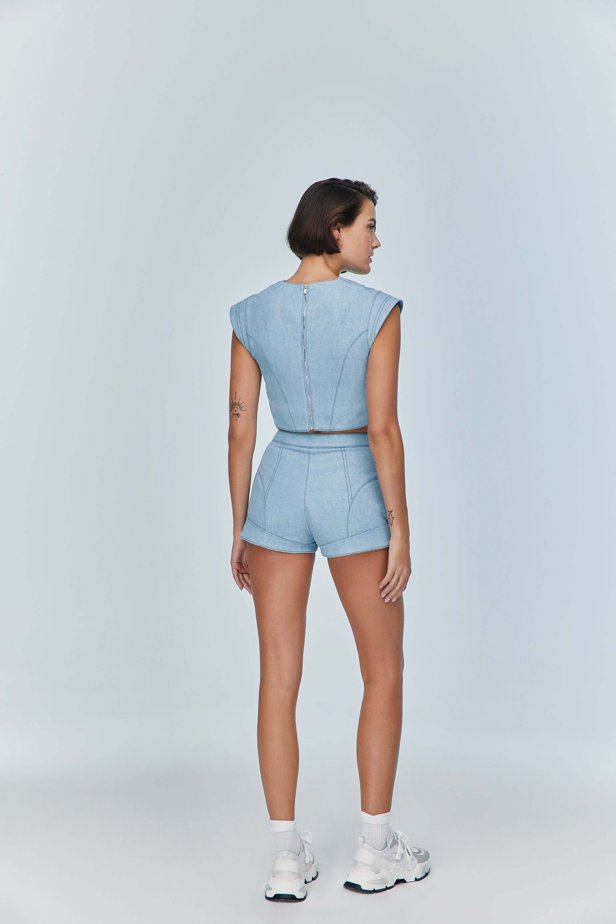 JENDUE Marvel Denim Shorts - Light Wash High-Waist