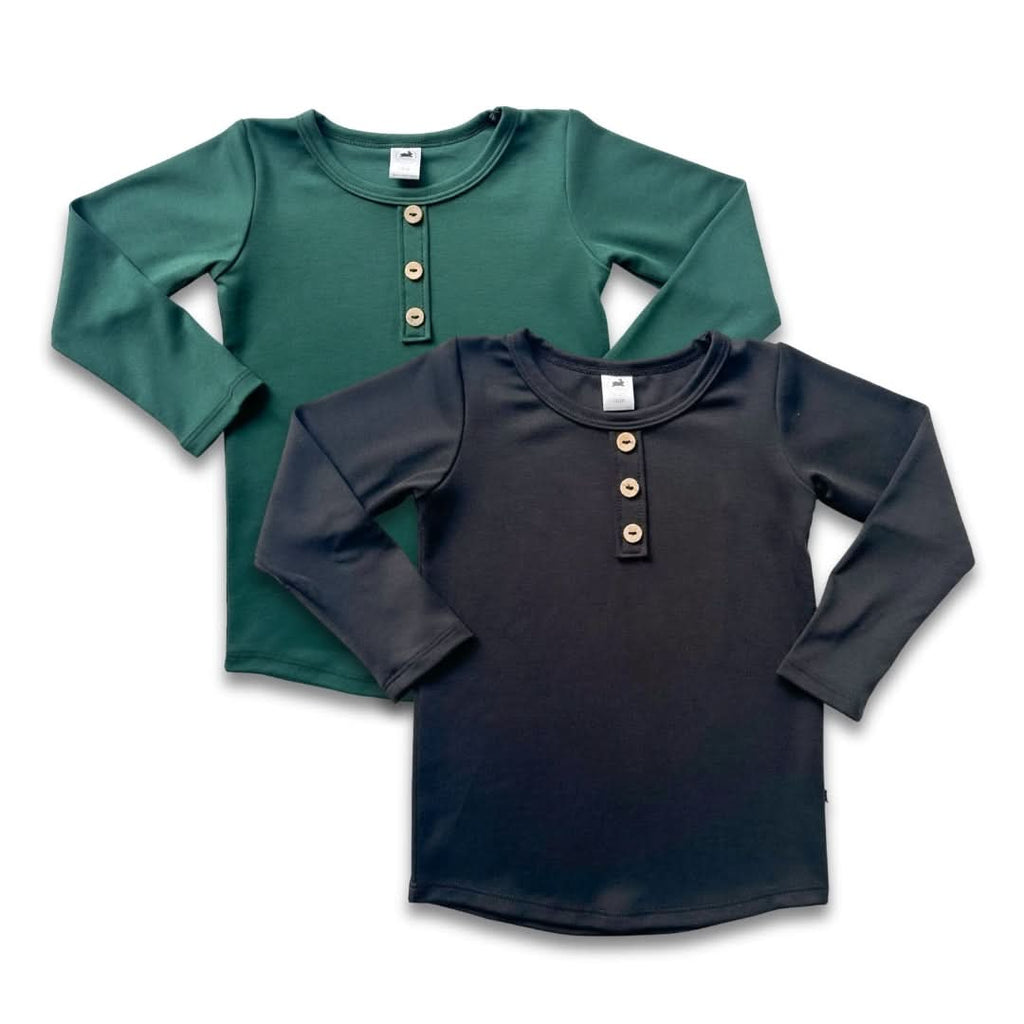 Baby/Kids' Bamboo Long Sleeve Henley | Black