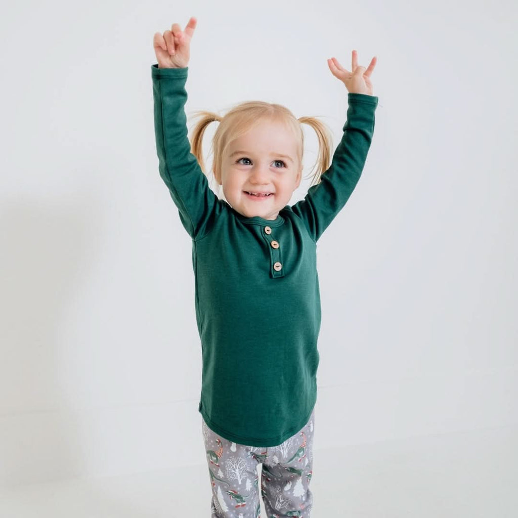 Baby/Kids' Bamboo Long Sleeve Henley | Juniper