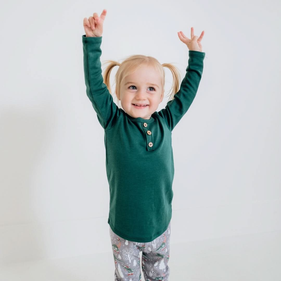Baby/Kids' Bamboo Long Sleeve Henley | Black