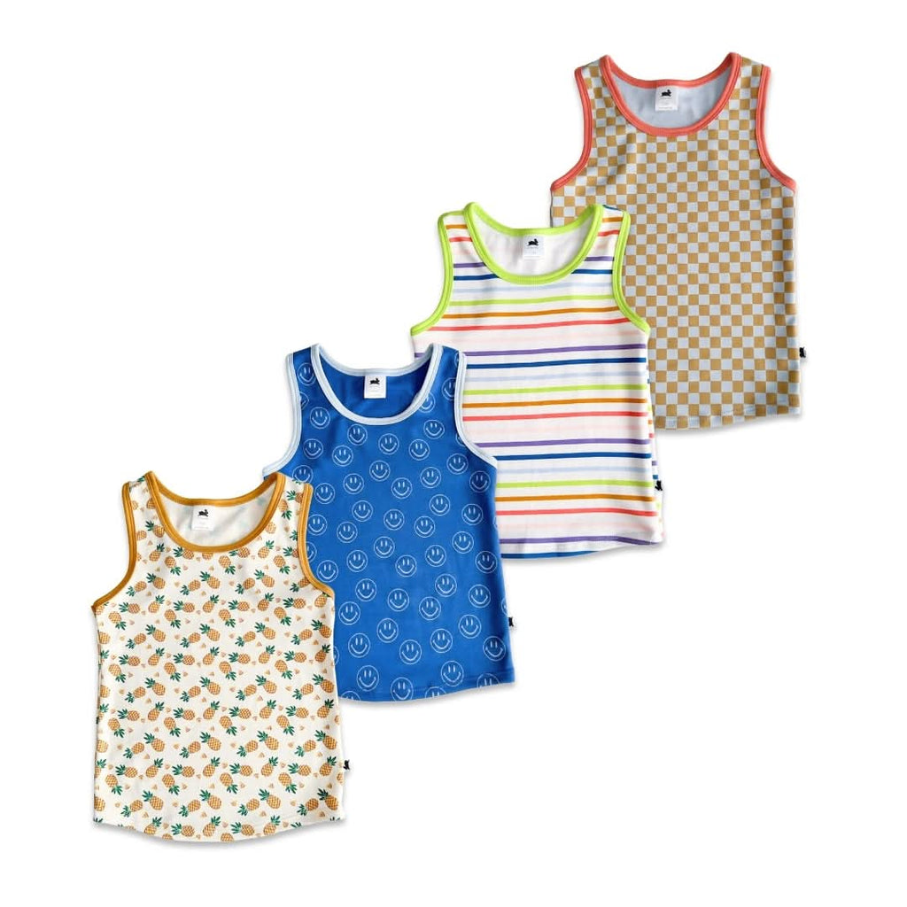 Kids' Bamboo Racerback Tank | Blue Checkers