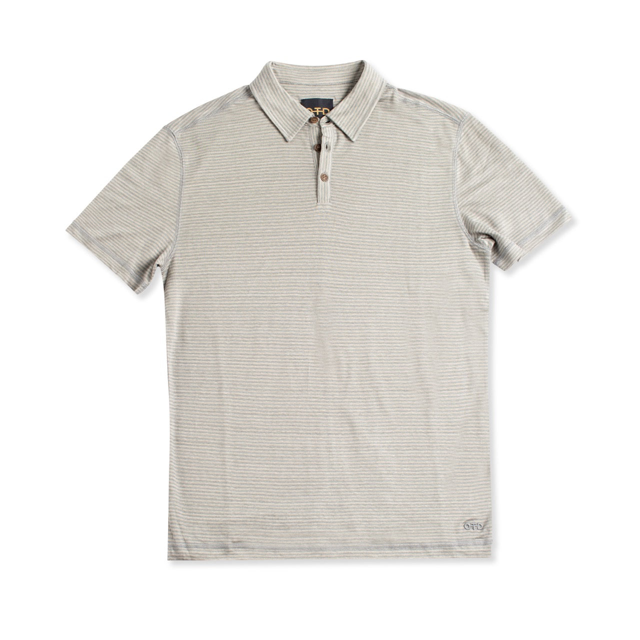 Linen Stripe Polo Shirt (Blue Slate)