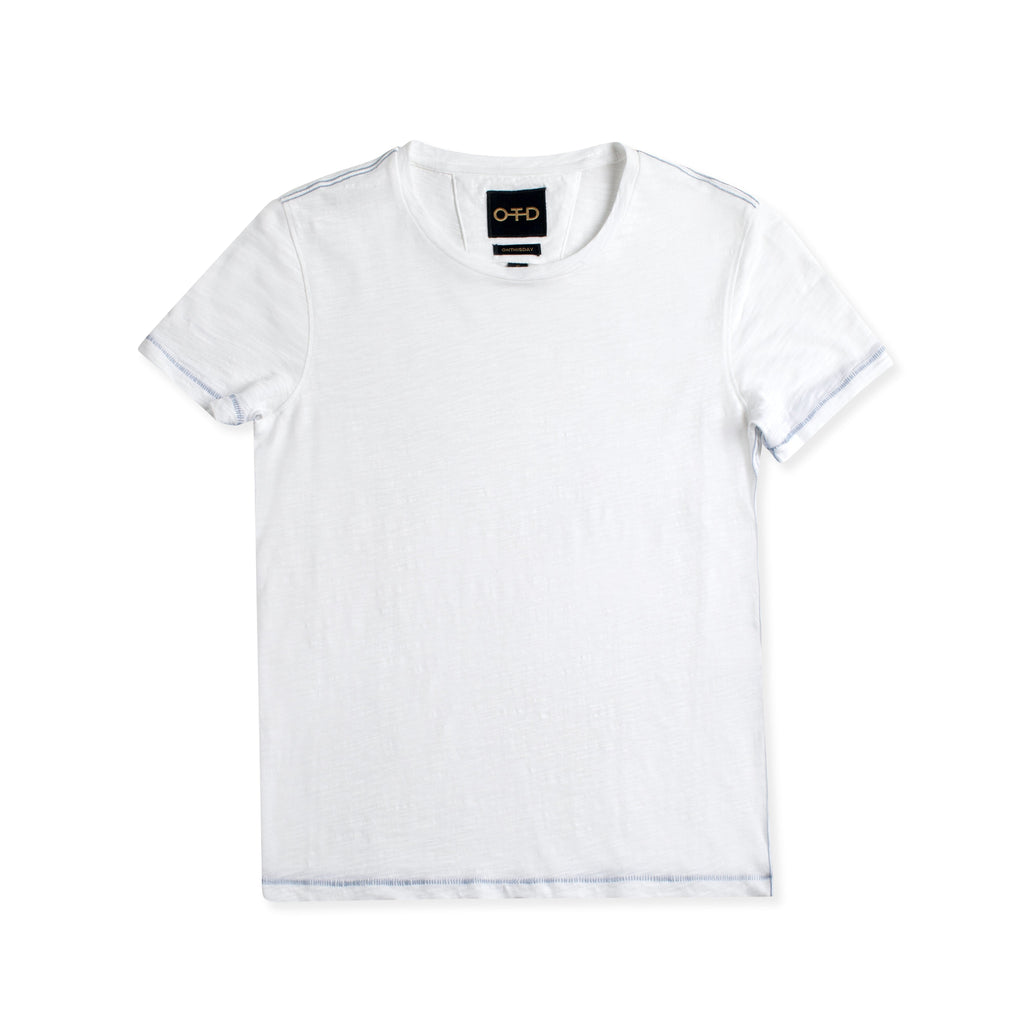 Short Sleeve Crewneck Knit Tee (Chalk)