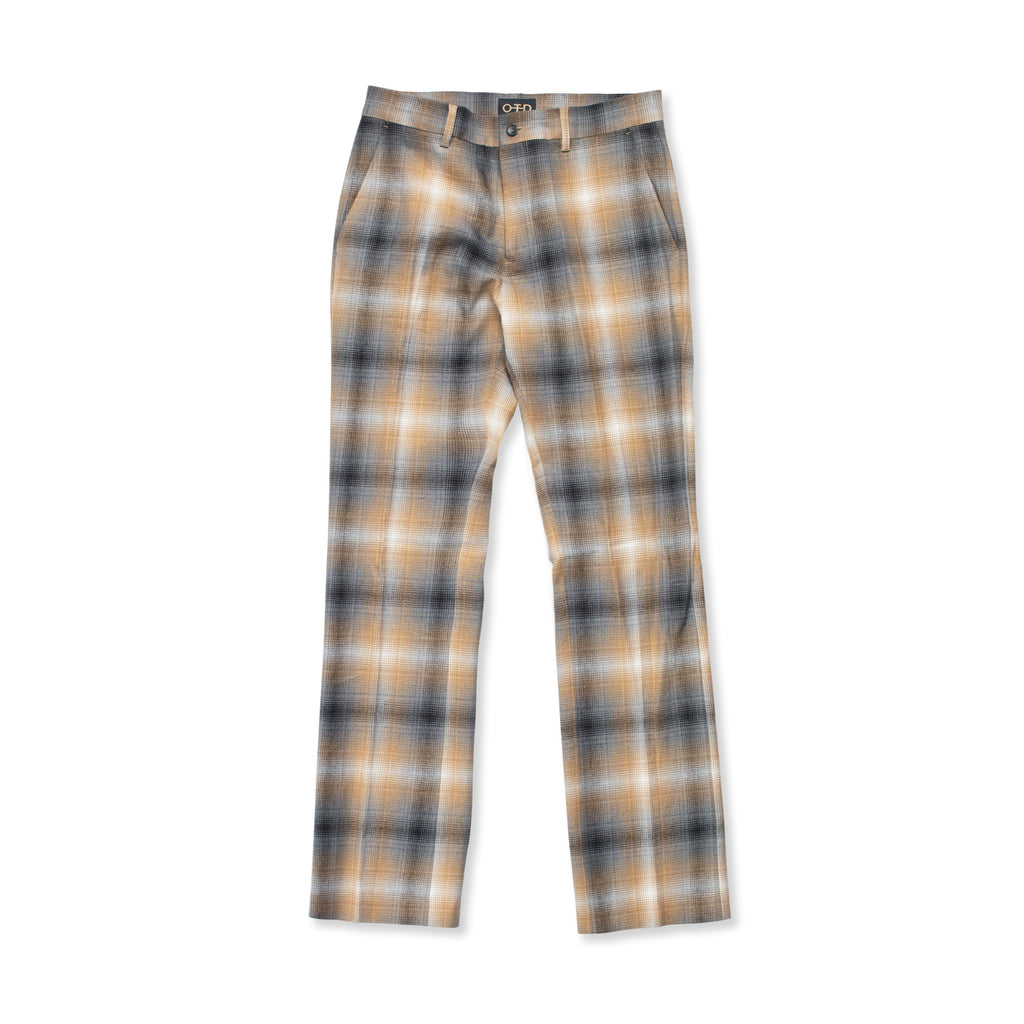 Shadow Plaid Straight-Leg Stretch Pant