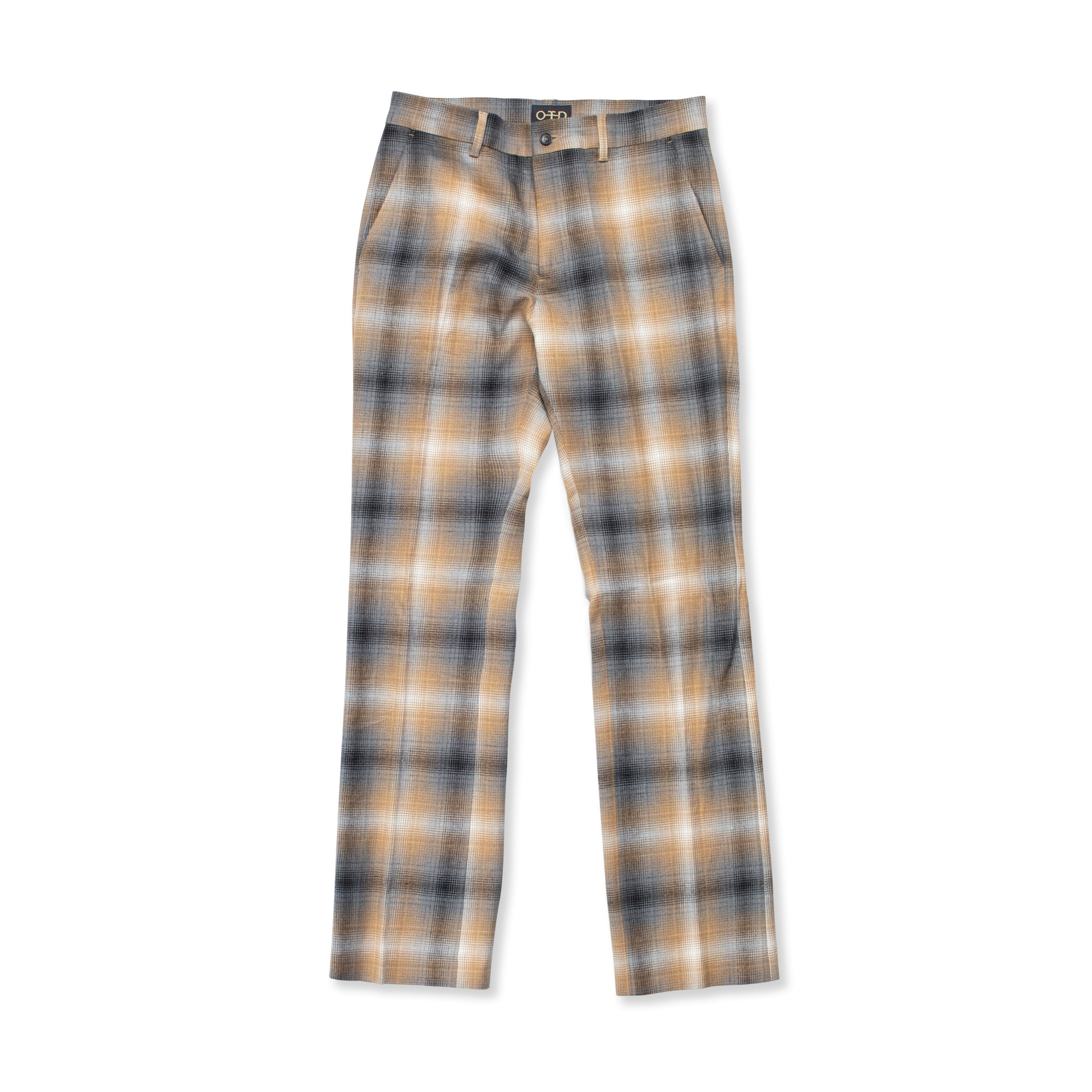 Shadow Plaid Straight-Leg Stretch Pant