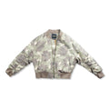Ruched-Sleeve Floral Camo Blouson Jacket