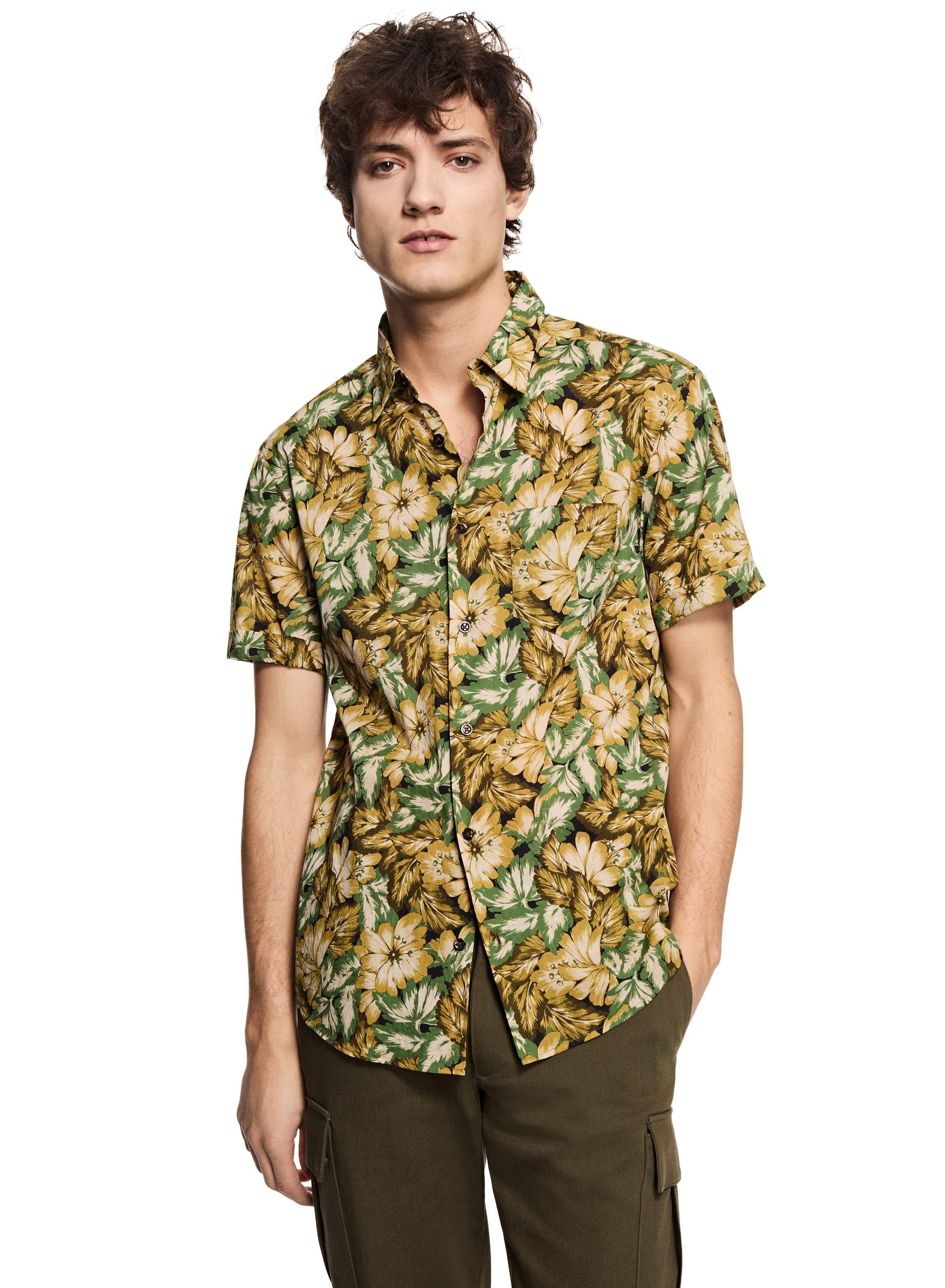 Floral Short Sleeve Shirt (Green Multi)