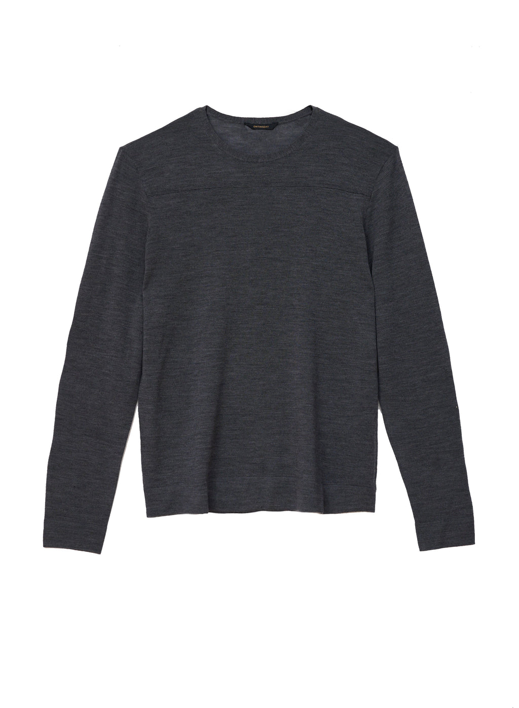 Long Sleeve Crewneck Sweater With Yoke Detail (Grey Heather)