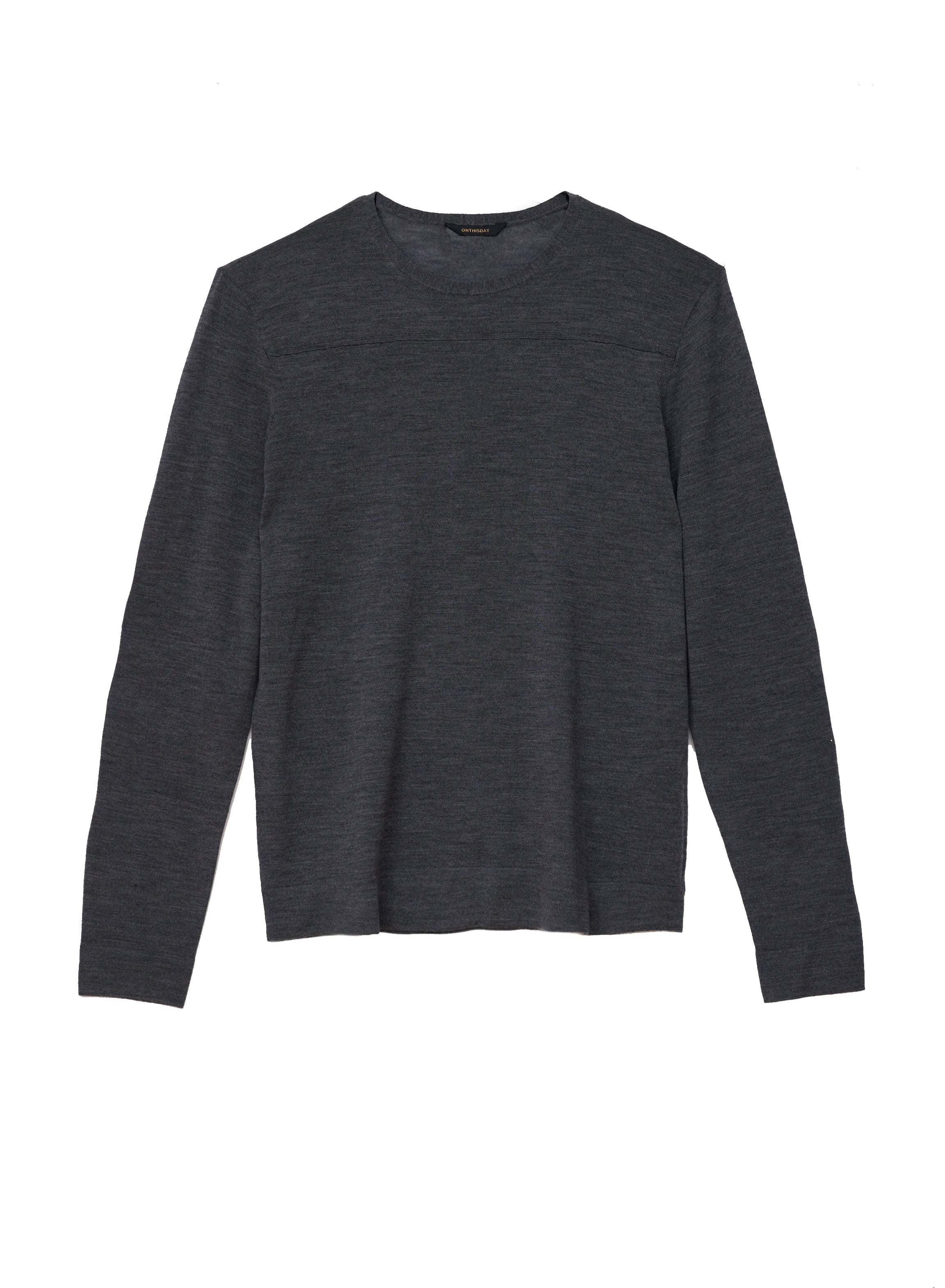Long Sleeve Crewneck Sweater With Yoke Detail (Grey Heather)