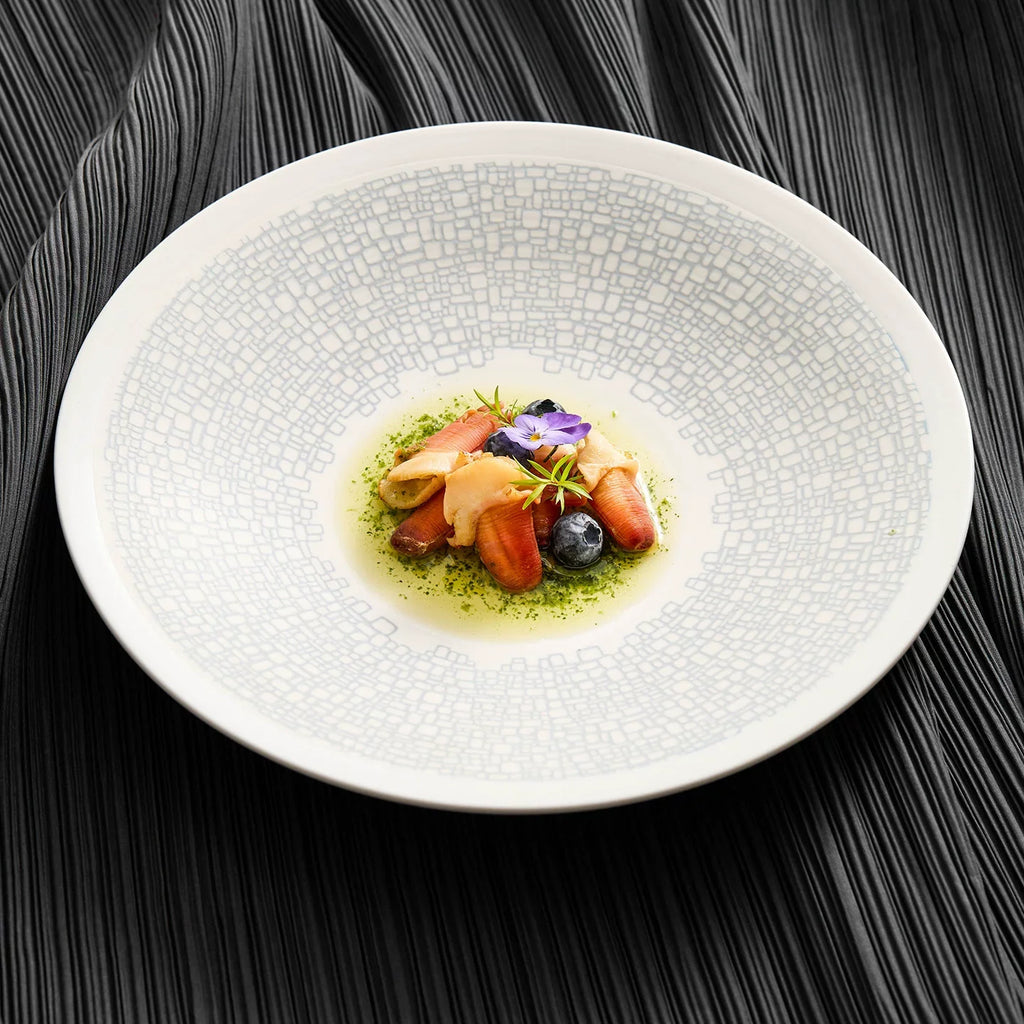 Artisanal Mosaic Pattern Shallow Pasta & Soup Plate – Pebble Series